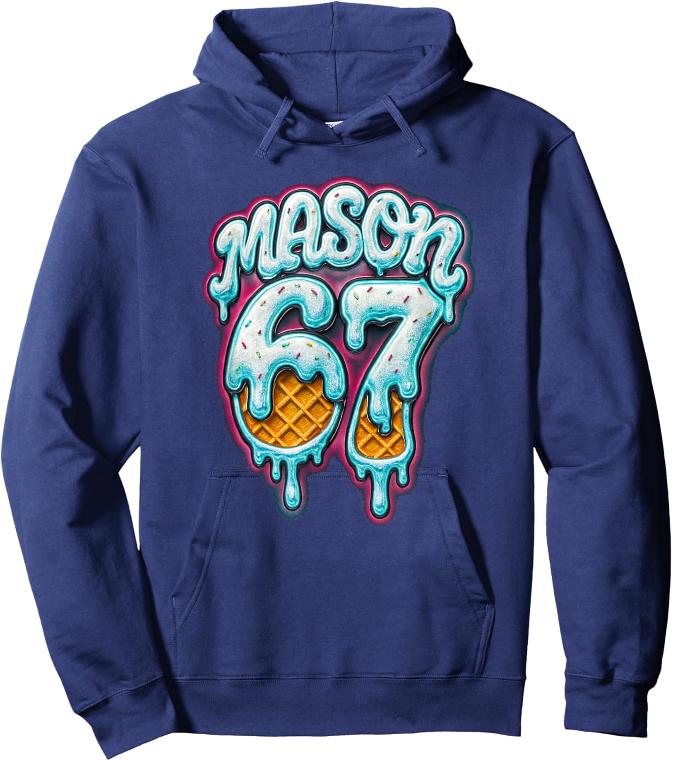 Mason 67 Ice Cream Drip Six Seven Meme 6 7 Teen Boys Kids Hoodie - Hoodie | Navy