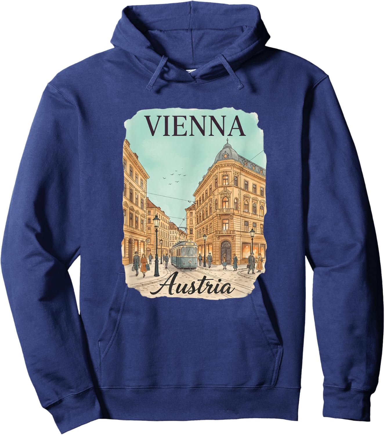 Vienna Austria Vintage Street Scene Travel Souvenir for Kids Hoodie - Hoodie | Navy