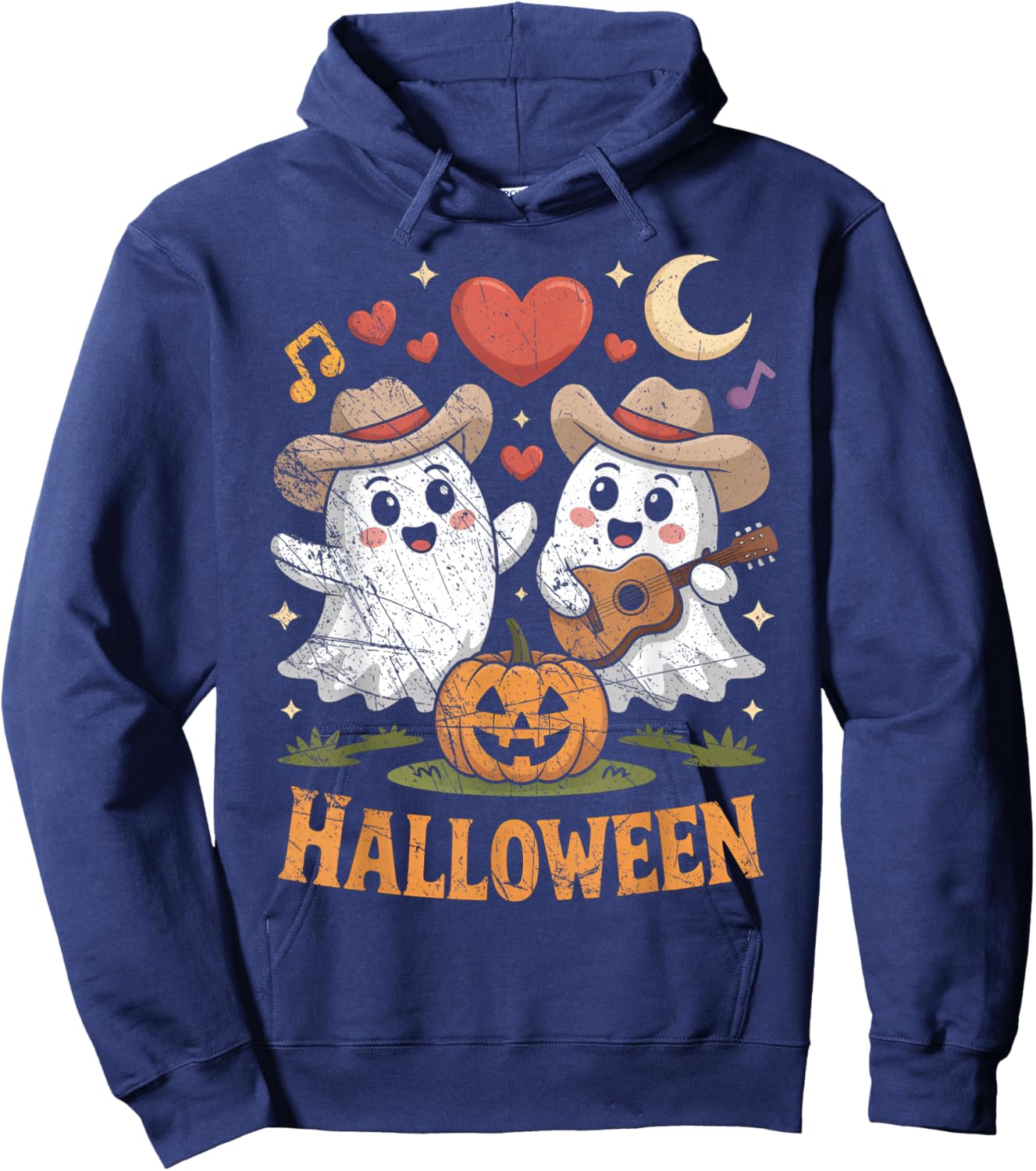 Ghost Playing Guitar for Halloween Lovers Hoodie - Hoodie | Navy