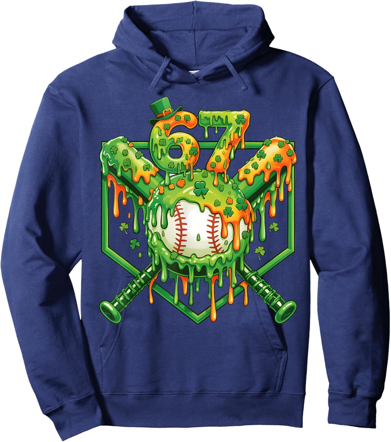 Baseball Drip St Patricks Day Boys Baseball St Patricks Day Hoodie - Hoodie | Navy