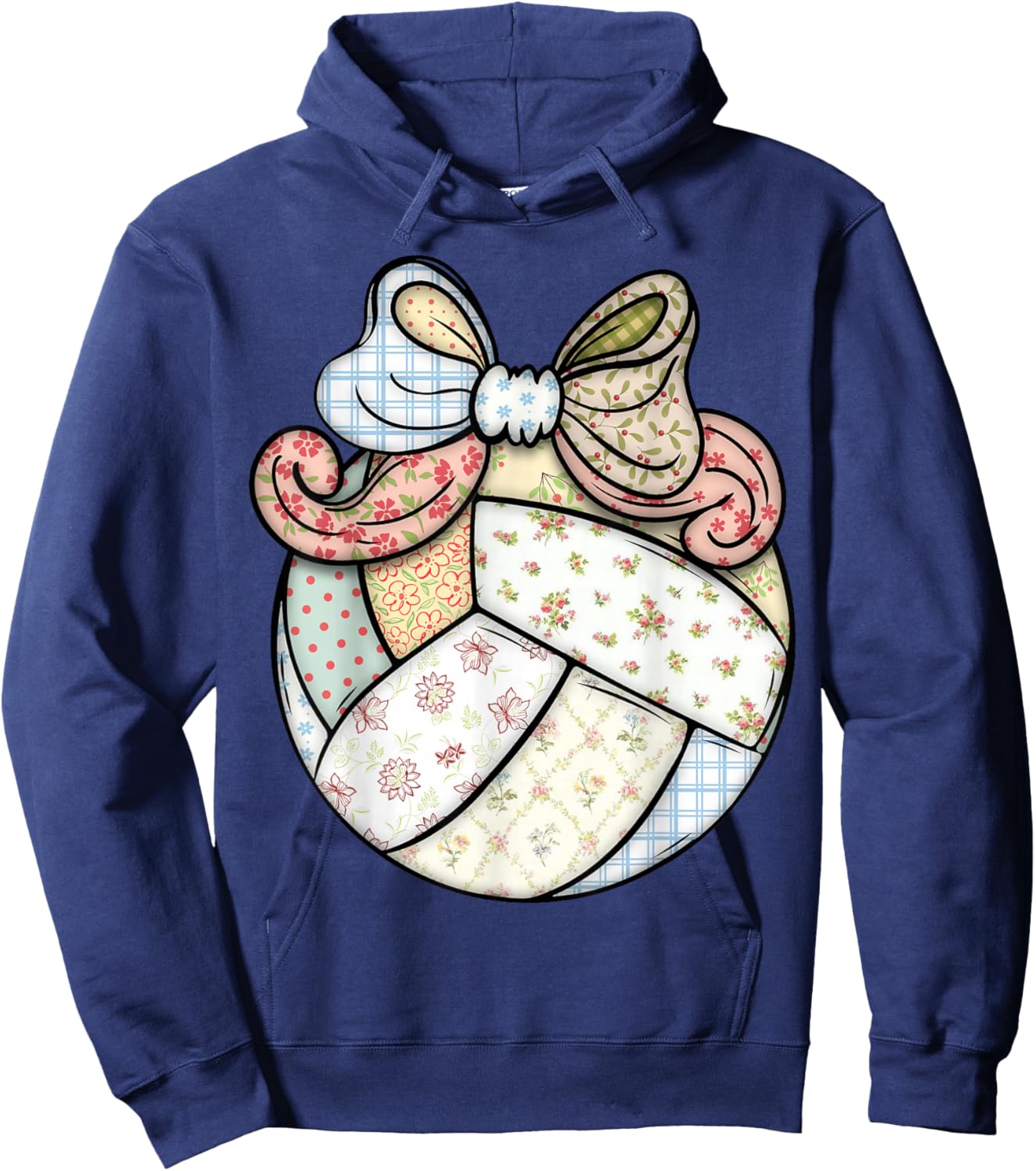 Cute Patchwork Volleyball Ball Player Sports Fan Girls Women Hoodie - Hoodie | Navy