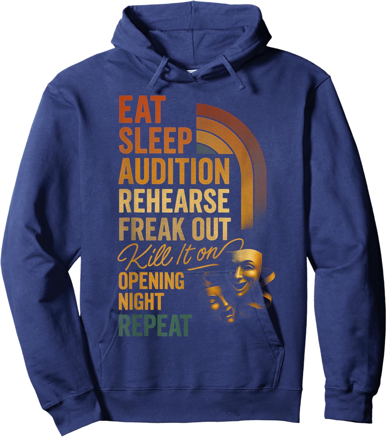 Vintage Funny Theater Musical Life Eat Sleep Audition Repeat Hoodie - Hoodie | Navy