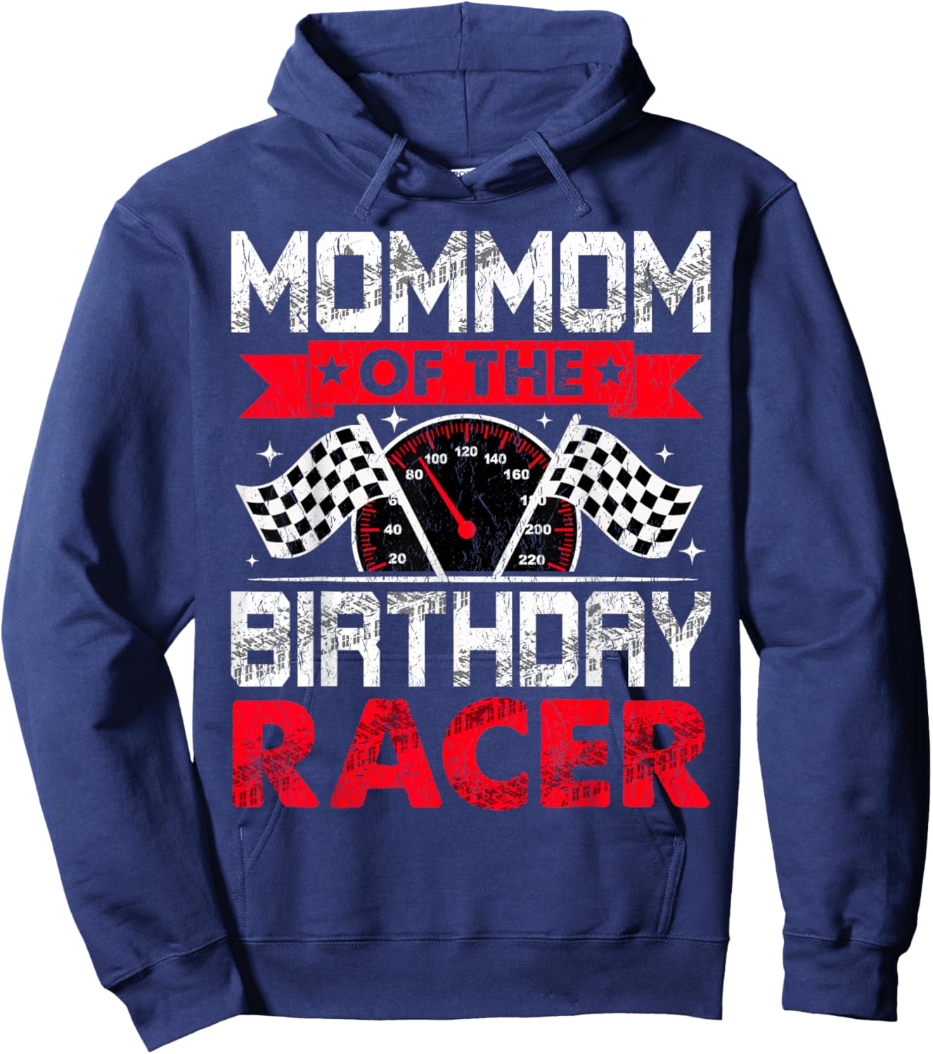 Mommom of The Birthday Racer Bday Racing Car Family Hoodie - Hoodie | Navy