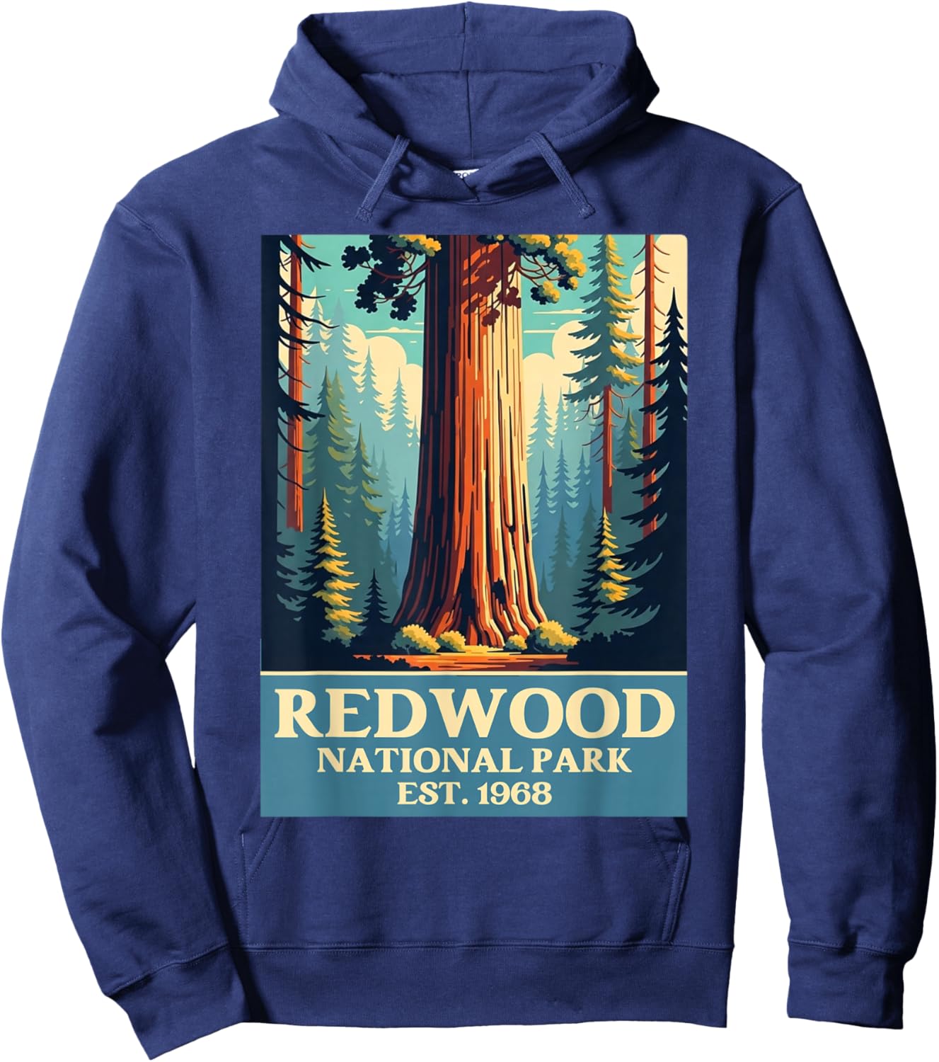 Redwood National Park Vintage Camping Hiking Men Women Kids Hoodie - Hoodie | Navy