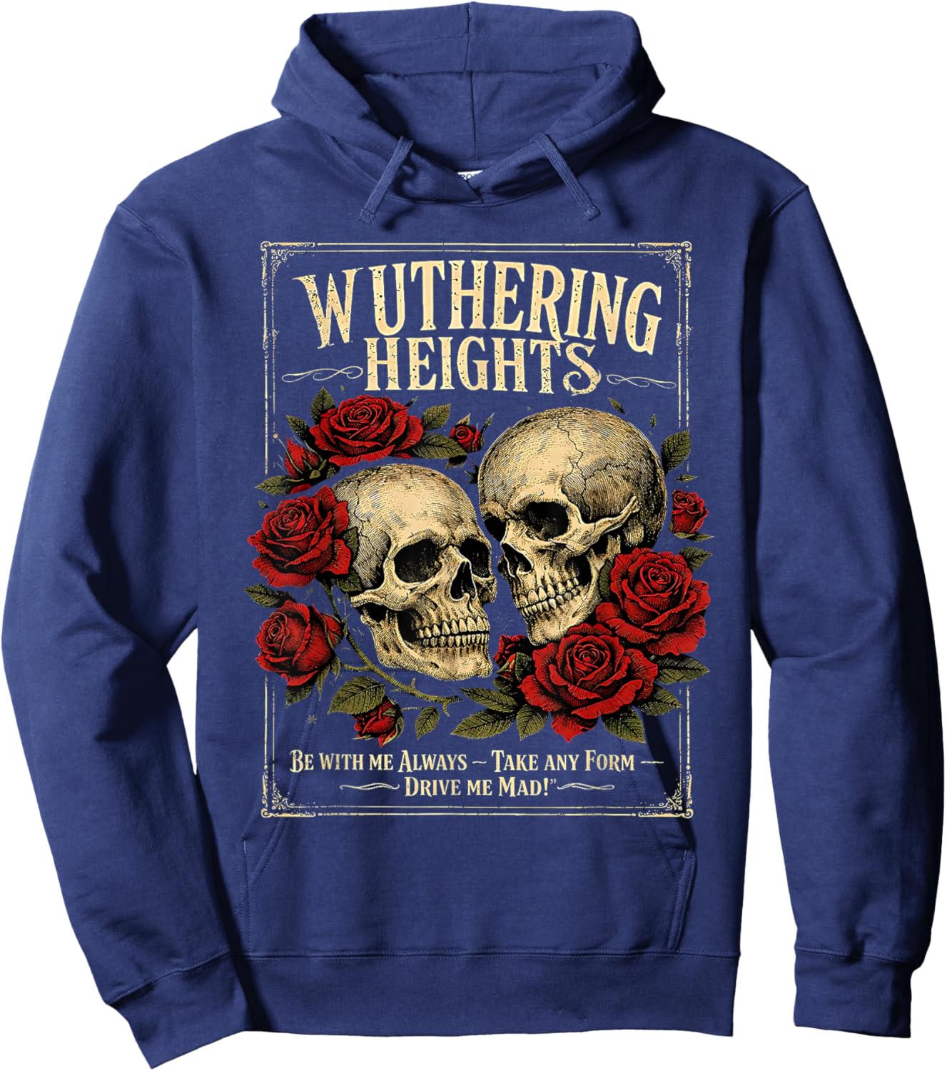 Wuthering Heights Gothic Skull Literary Art Hoodie - Hoodie | Navy