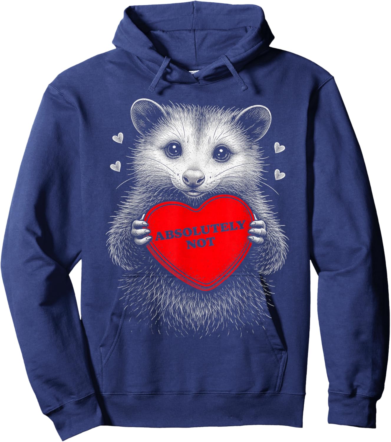 Funny Opossum Absolutely Not Anti Valentine Heart Raccoon Hoodie - Hoodie | Navy