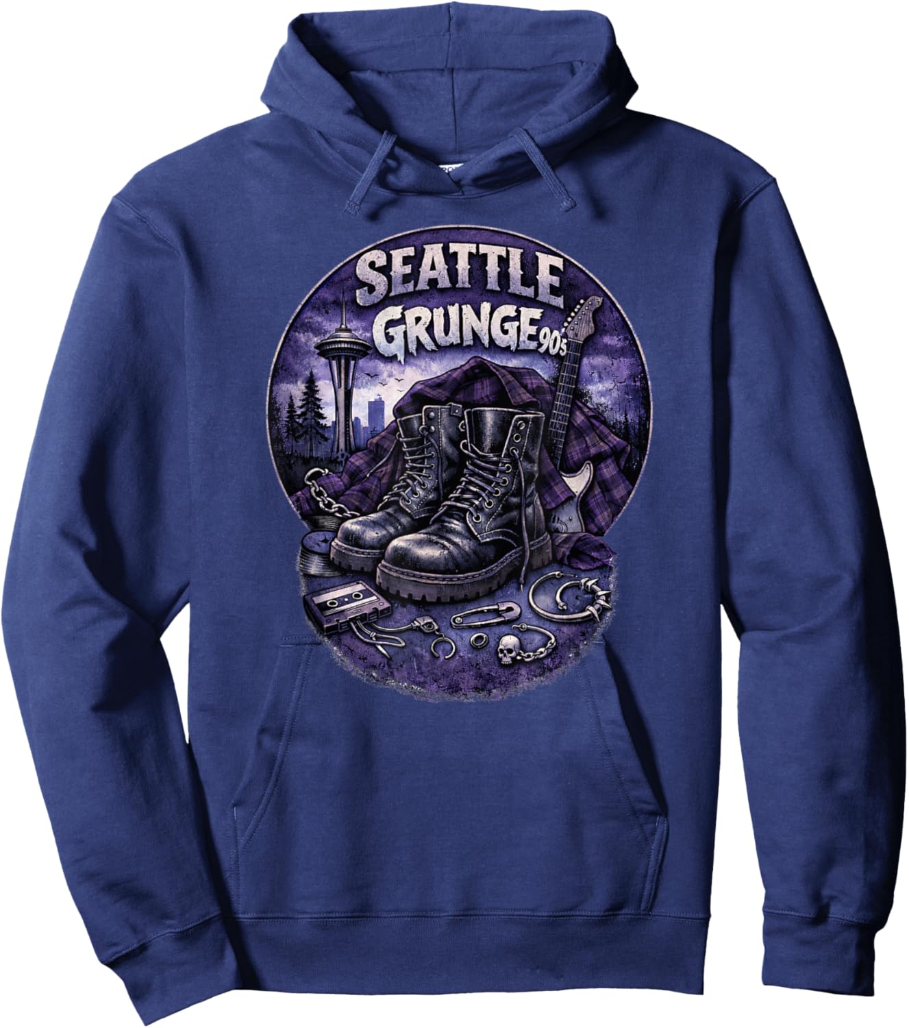 Seattle Grunge Music 90's Hoodie - Hoodie | Navy