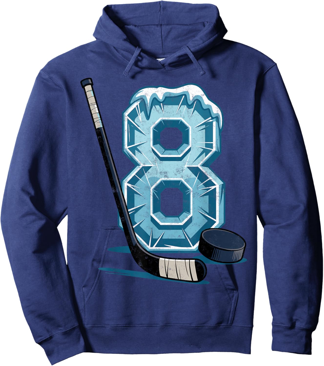 Ice Hockey 8 Years Birthday Boy 8th Bday Kids Hockey Party Hoodie - Hoodie | Navy