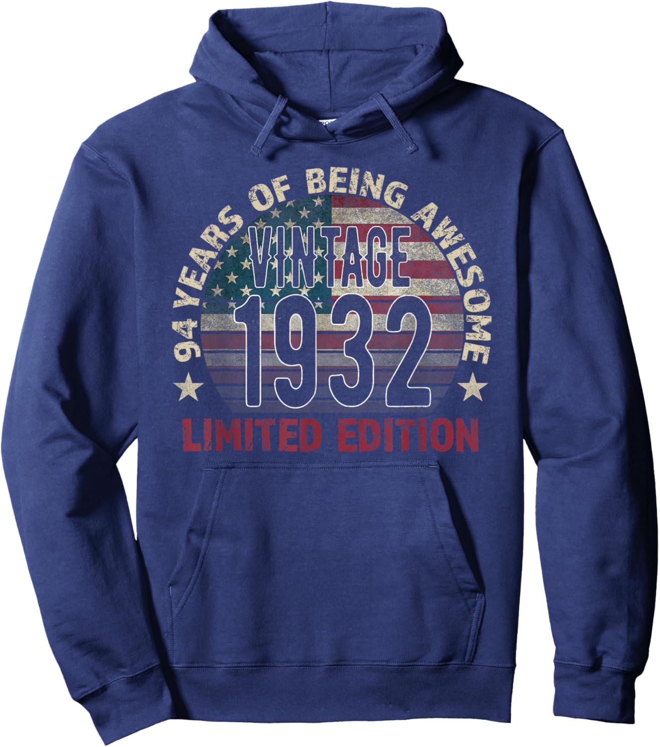 94th Birthday Gift Men Vintage Born 1932 Turning 94 Year Old Hoodie - Hoodie | Navy