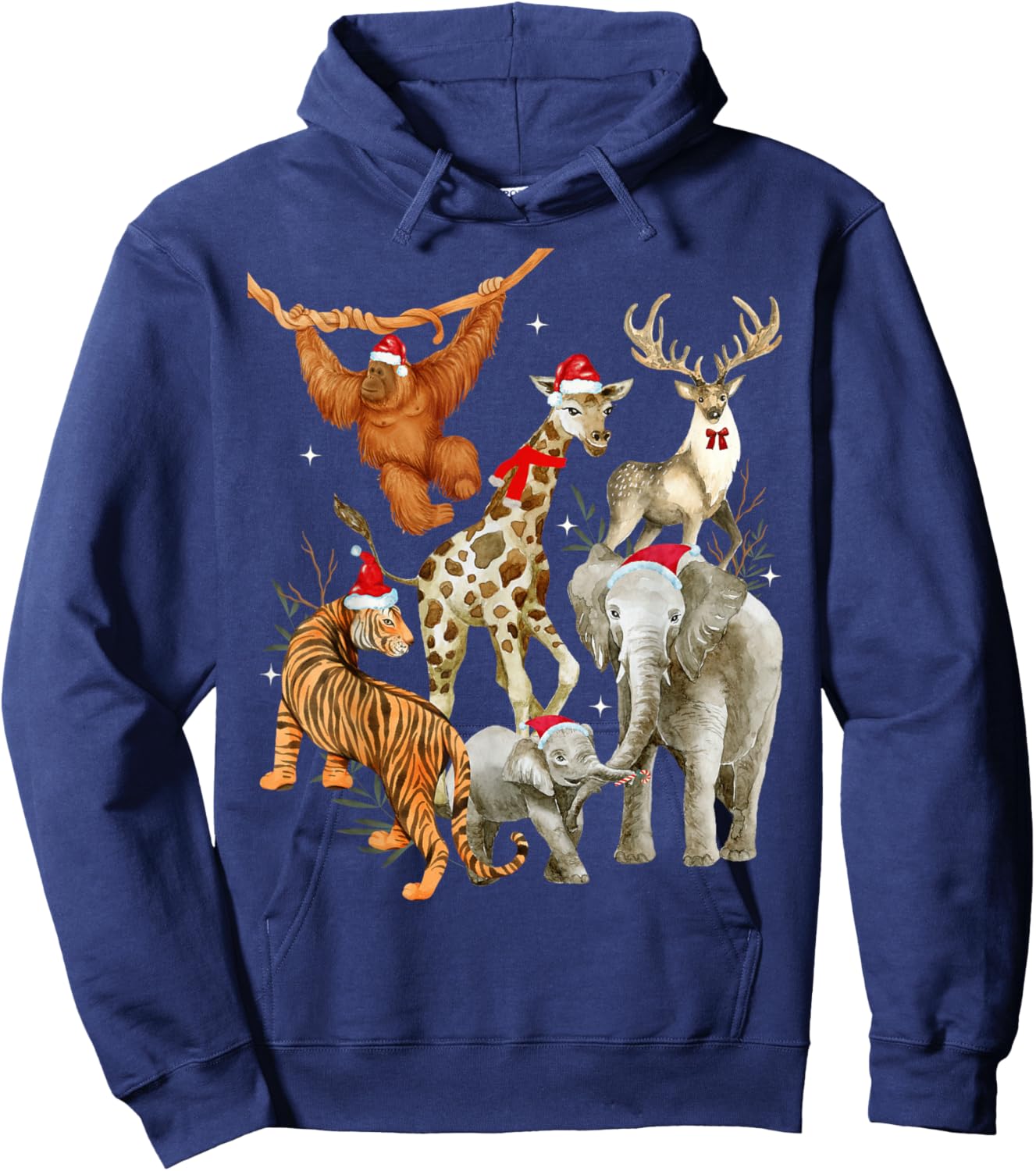 Christmas Men Women Kids Wildlife Zoo Day Beautiful Animals Hoodie - Hoodie | Navy