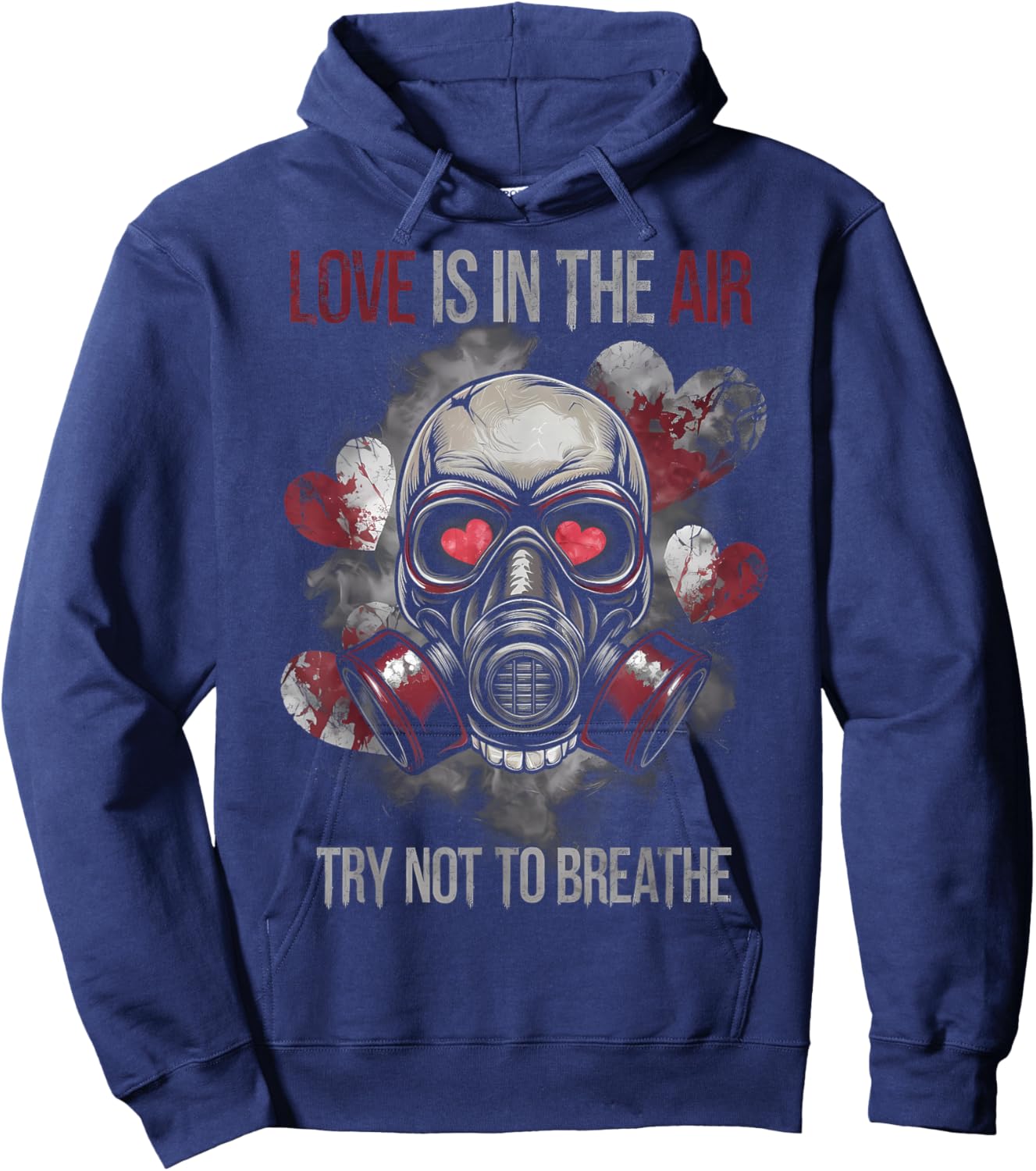 Valentine Skull Gas Mask Love Romance Hoodie - Hoodie | Navy