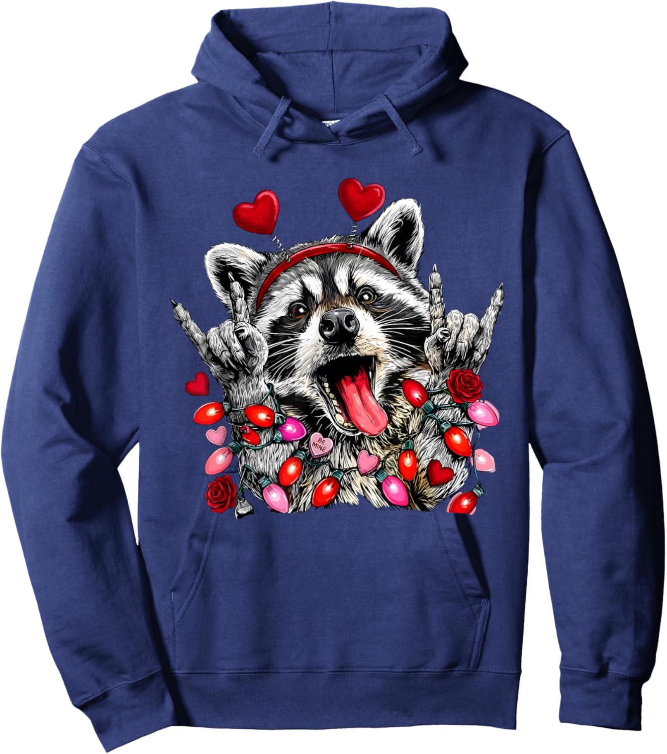 Vintage Boys Girls Valentine Trashed Panda Lover Heart XOXO Hoodie - Hoodie | Navy