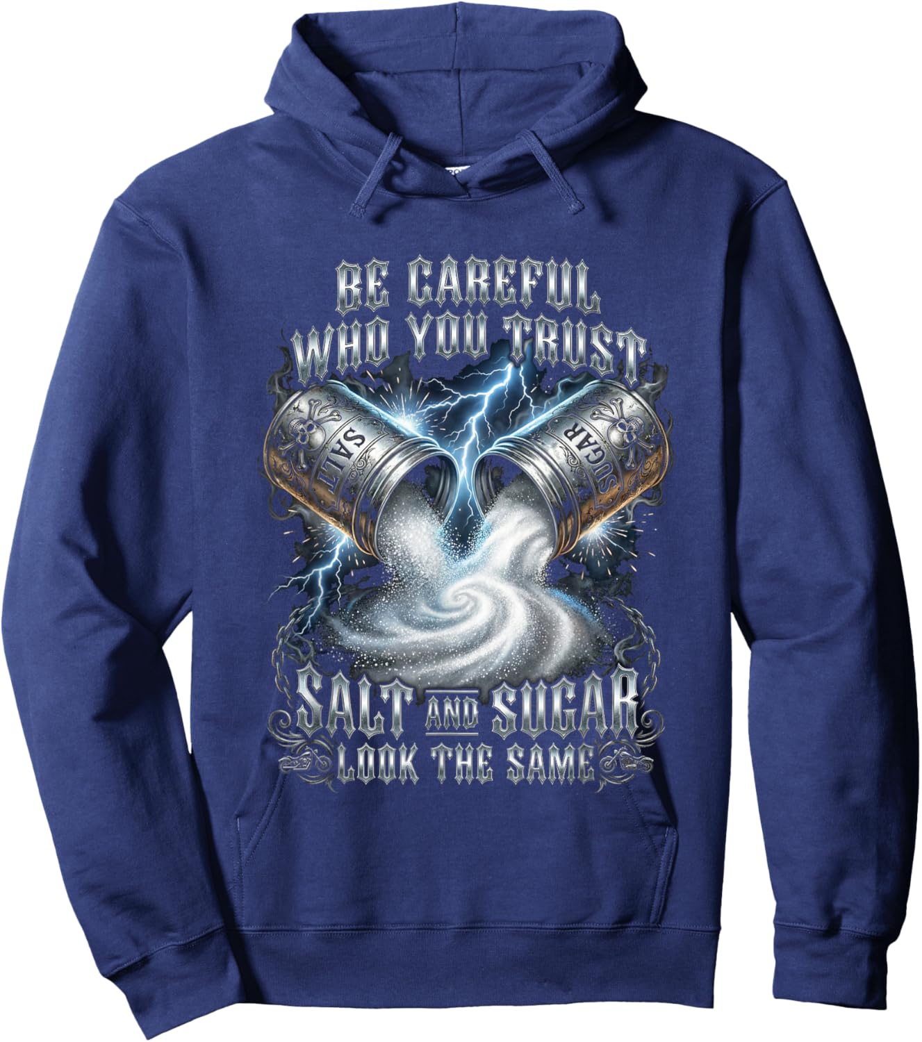 Salt and Sugar Look The Same Trust Issues Skull Graphic Hoodie - Hoodie | Navy