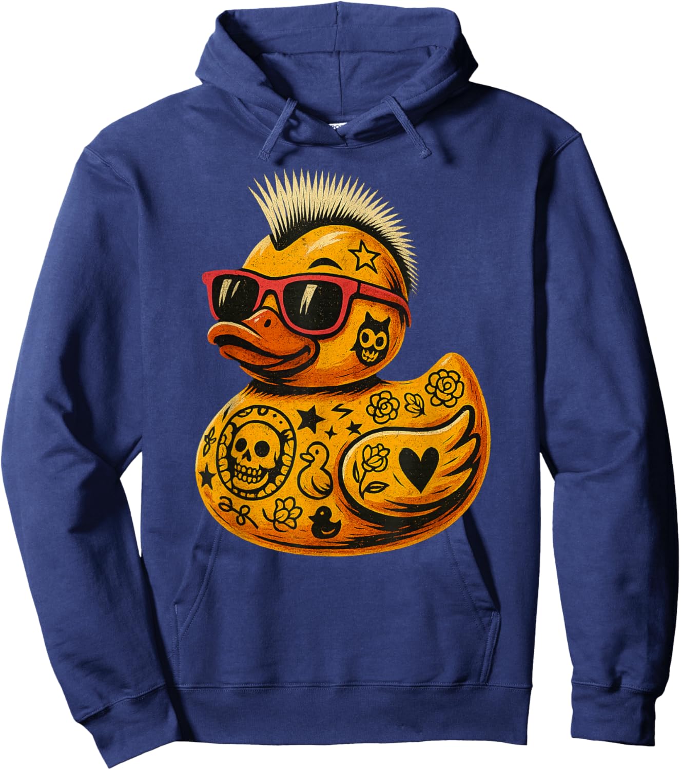 Mohawk Rubber Duck Punk Rock Rocker Toddler Boys Kid Hoodie - Hoodie | Navy