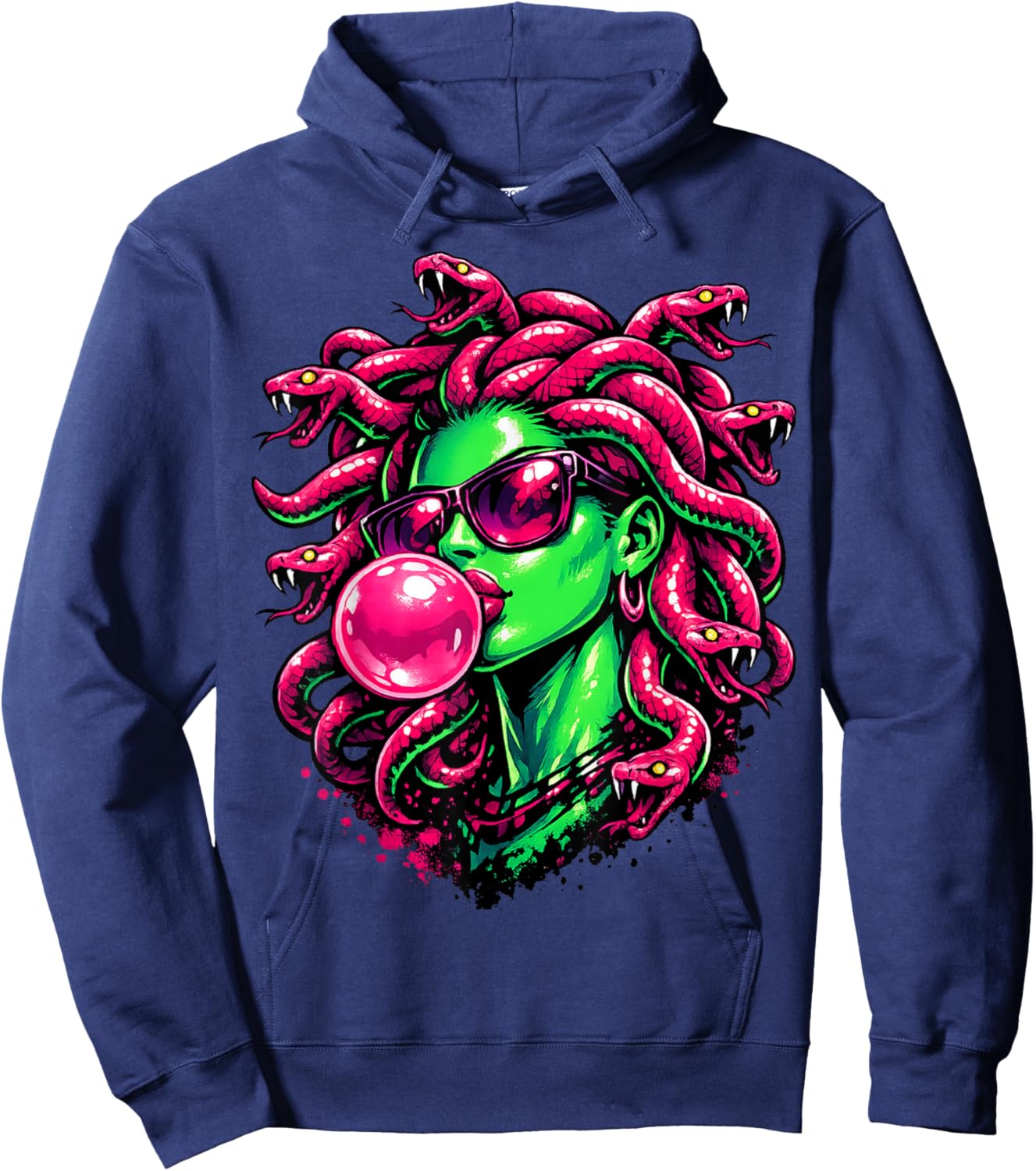 Medusa Bubblegum Greek Mythological Snake Hair Goddess Hoodie - Hoodie | Navy