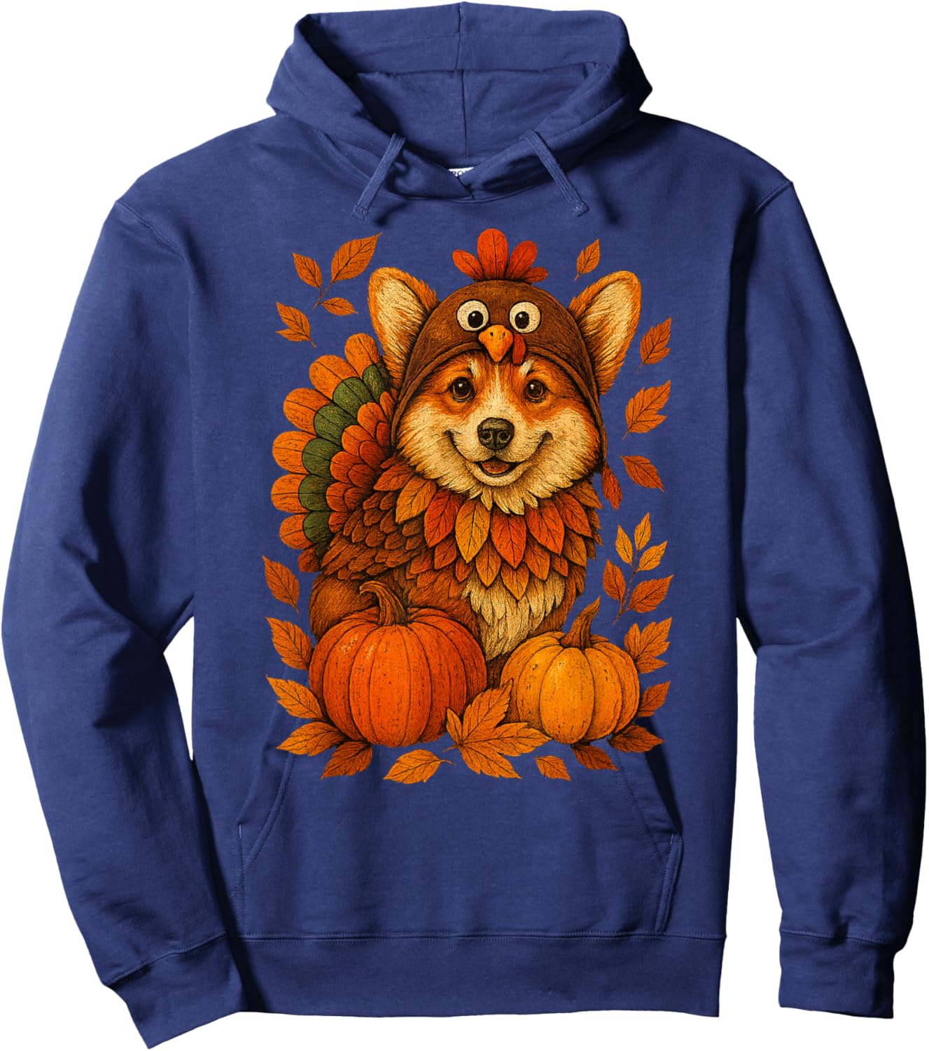Corgi Dog Turkey Thanksgiving Costume Toddler Hoodie - Hoodie | Navy