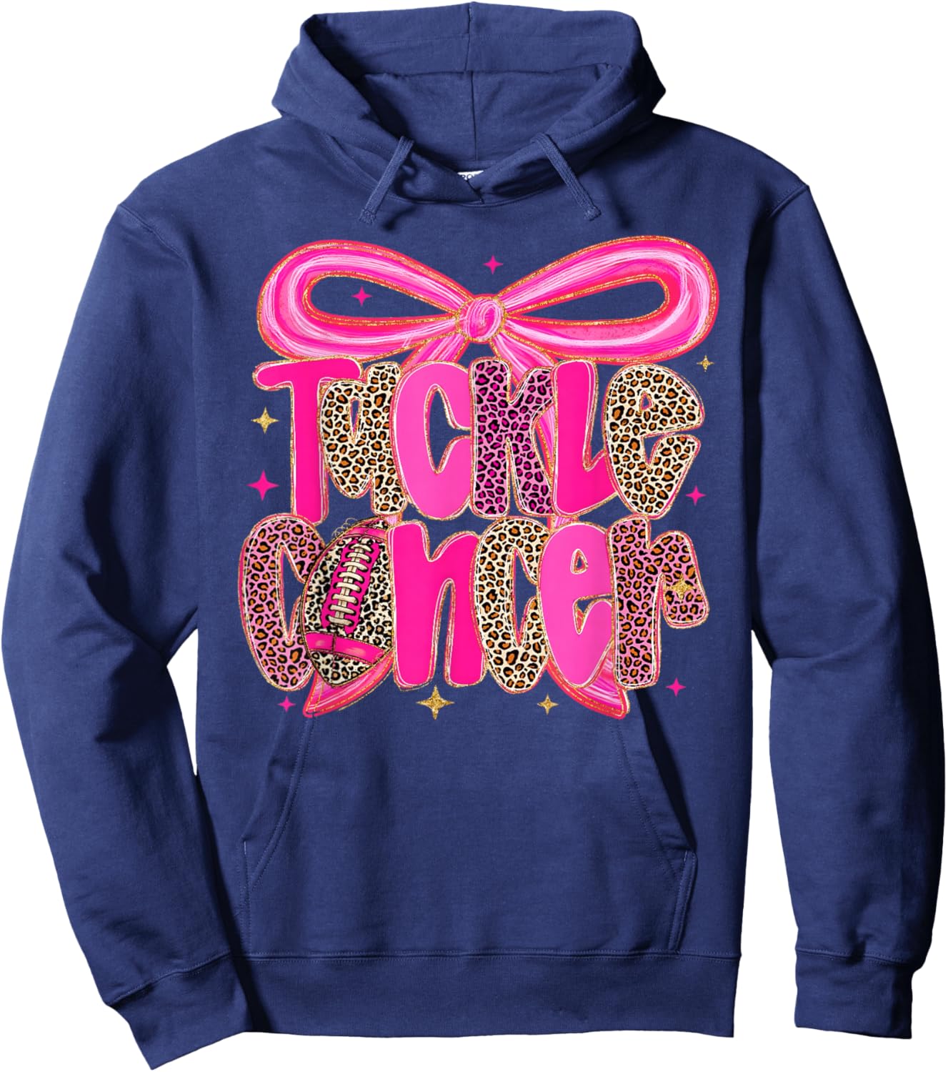 Tackle Cancer Pink Football Coquette Bow Breast Cancer Hoodie - Hoodie | Navy