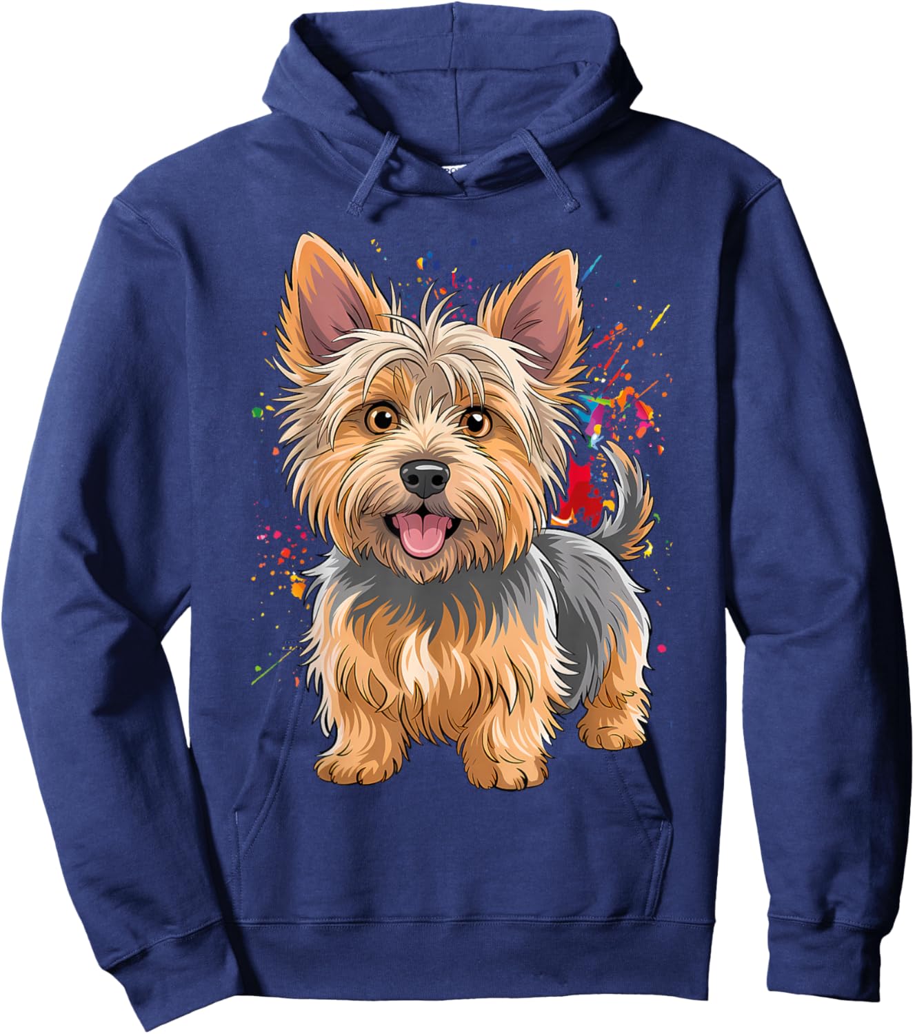 Watercolor Colorful Australian Silky Terrier Dog Hoodie - Hoodie | Navy