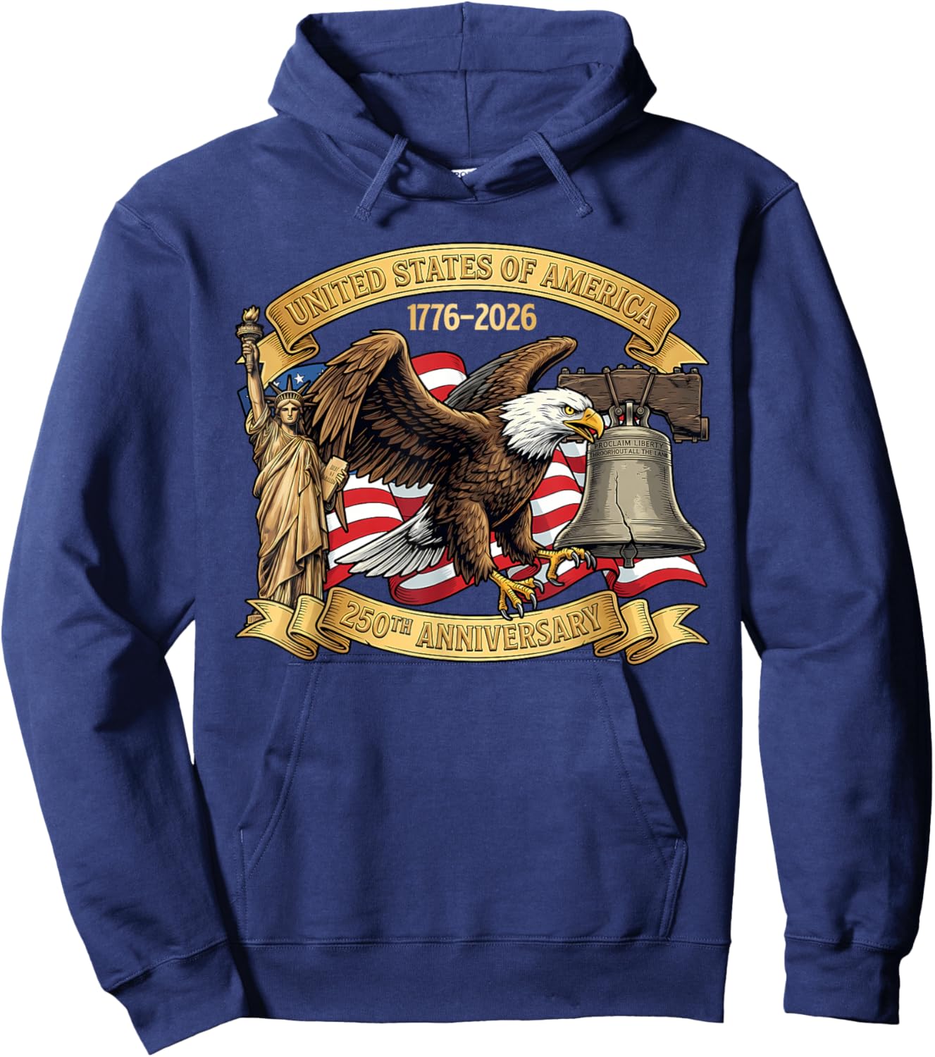 250 Anniversary USA 250th American Flag Patriotic 250 Years Hoodie - Hoodie | Navy