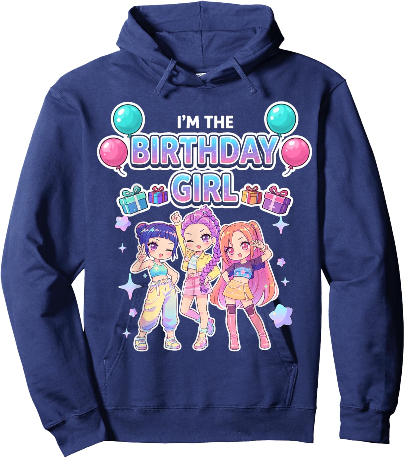 I'm The Birthday Girl Cute Chibi Kpop Funny Kids Korean Pop Hoodie - Hoodie | Navy