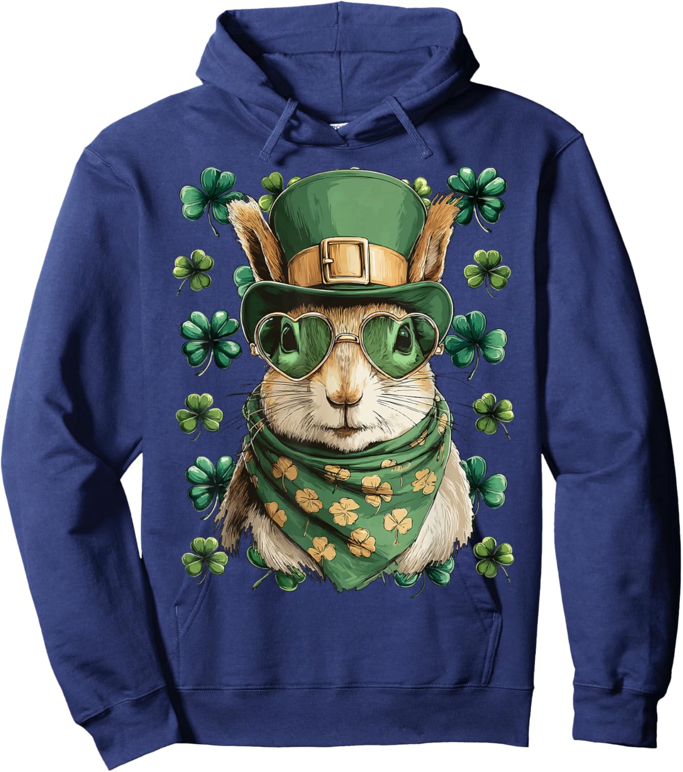 Irish Squirrel with Sunglasses Shamrocks St Patricks Day Hoodie - Hoodie | Navy
