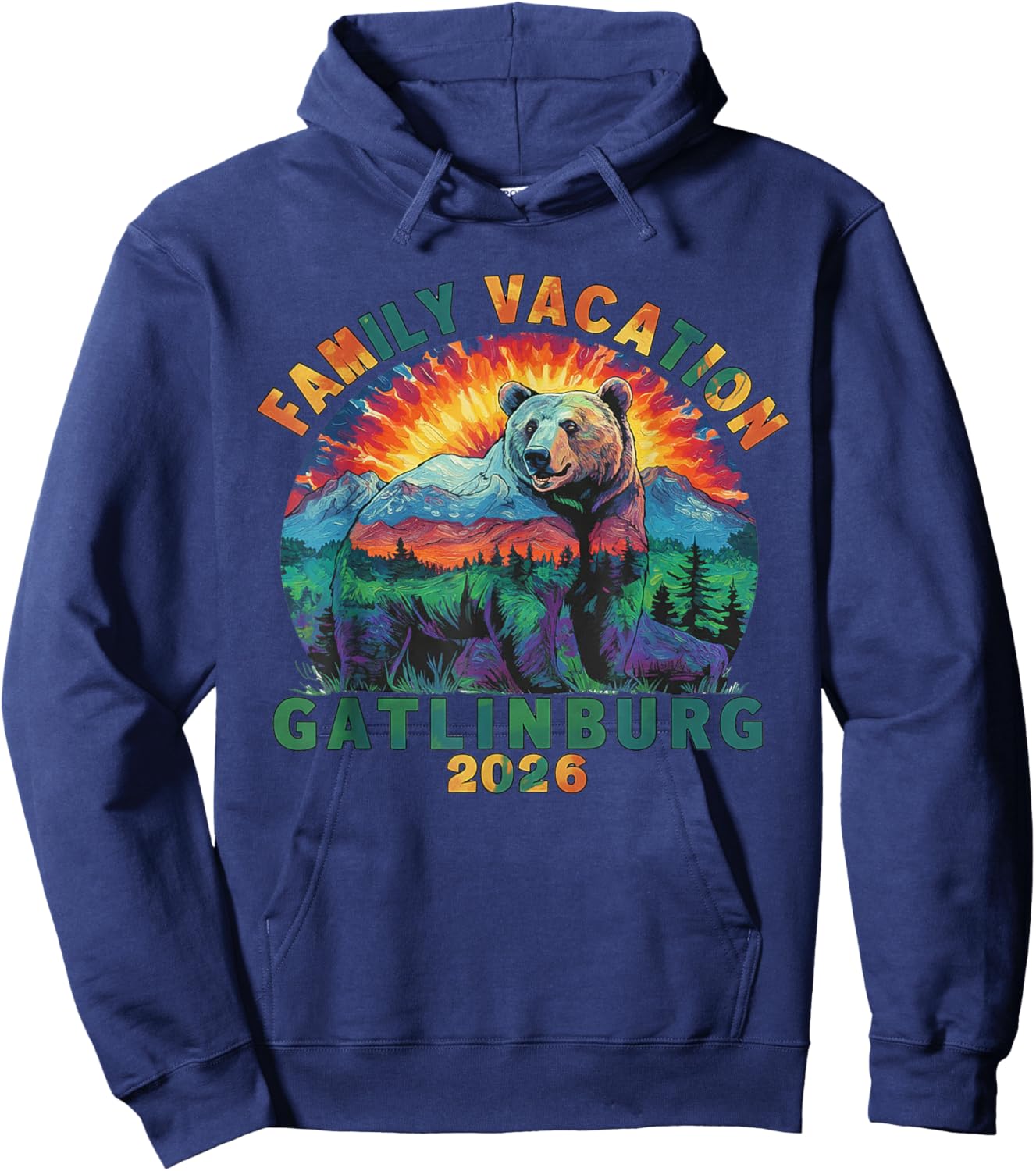 Bear Souvenir Family Vacation Tennessee Gatlinburg 2026 Hoodie - Hoodie | Navy