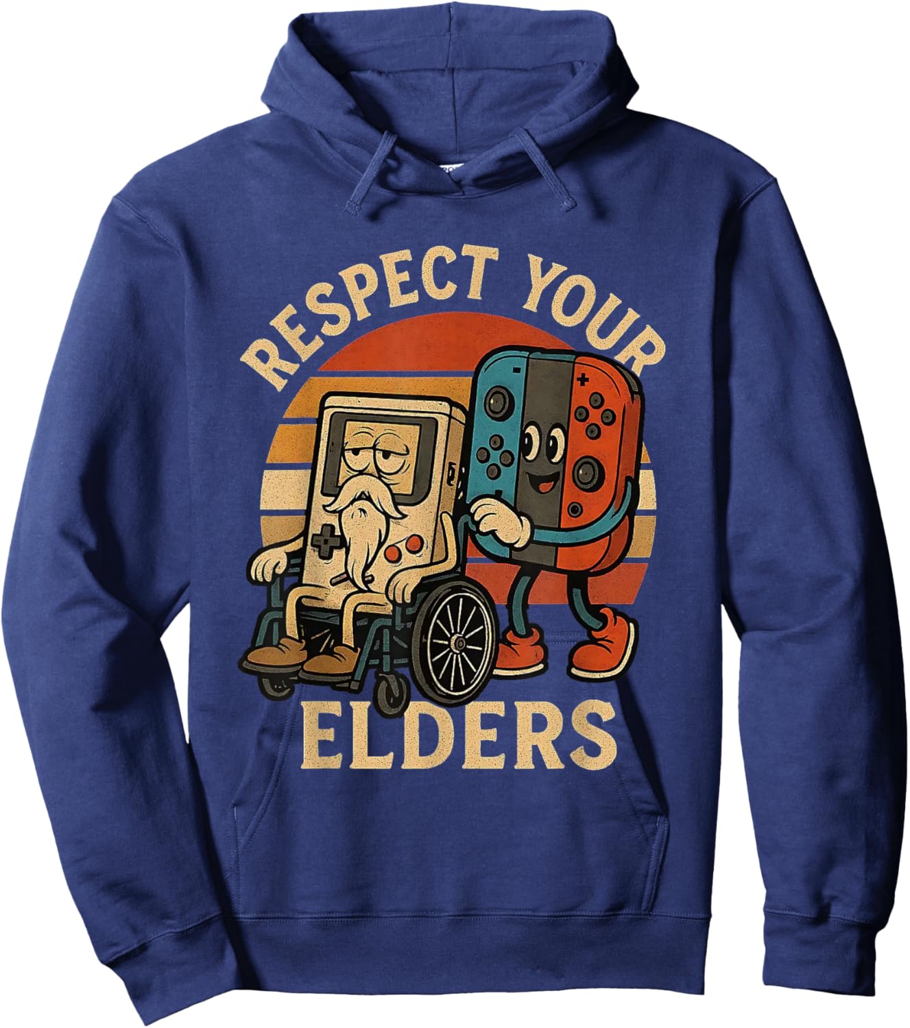 Respect Your Elders Funny Retro Gaming Tech Quote Hoodie - Hoodie | Navy