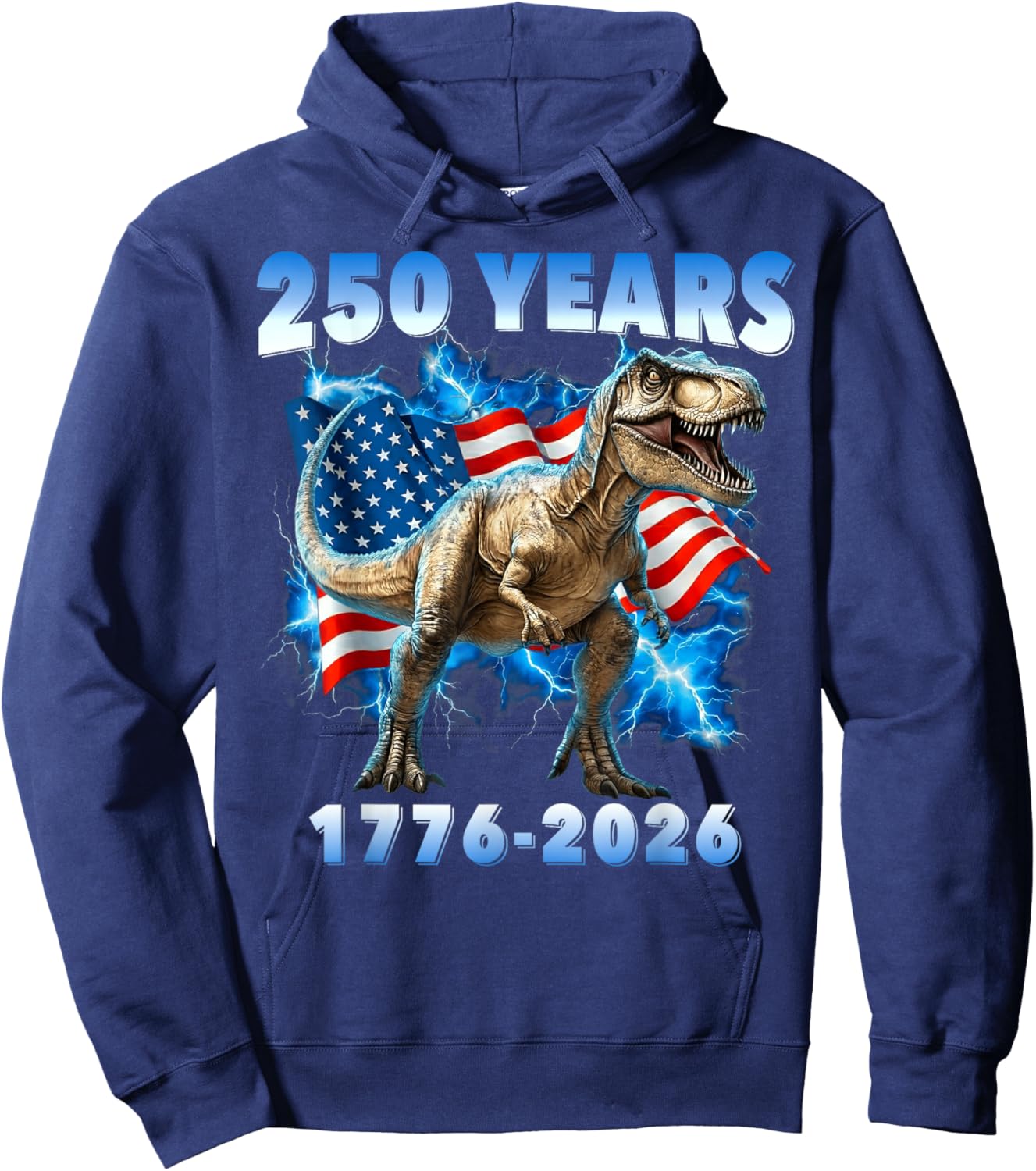 USA 250 Years 1776-2026 Dinosaur America Flag for Boys Kids Hoodie - Hoodie | Navy