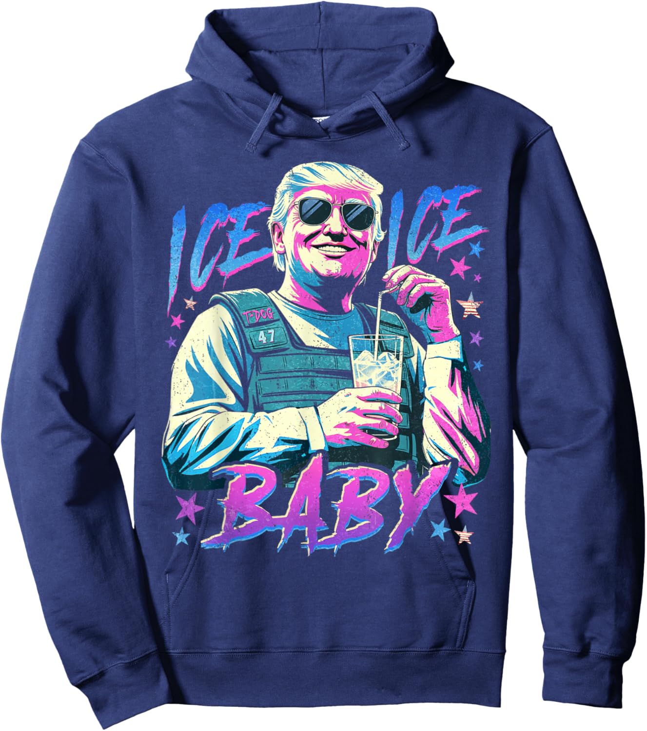 Vintage Ice Baby Funny Trump Hoodie - Hoodie | Navy