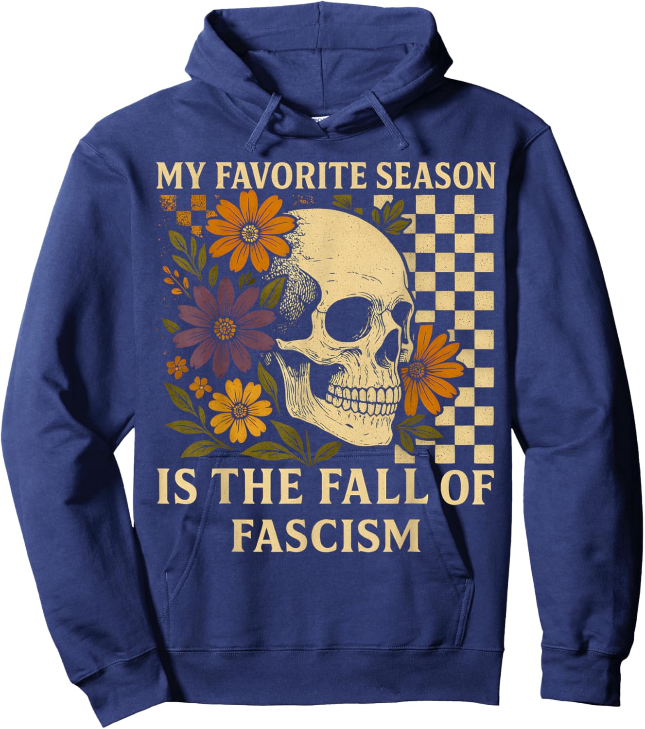Retro My Favorite Season is The Fall of Fascism Halloween Hoodie - Hoodie | Navy