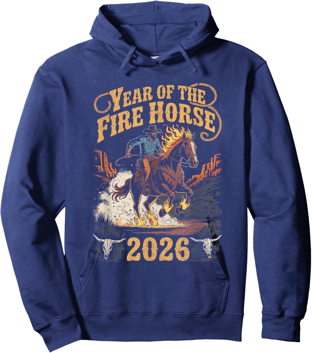 Year of The Fire Horse 2026 Western Hoodie - Hoodie | Navy