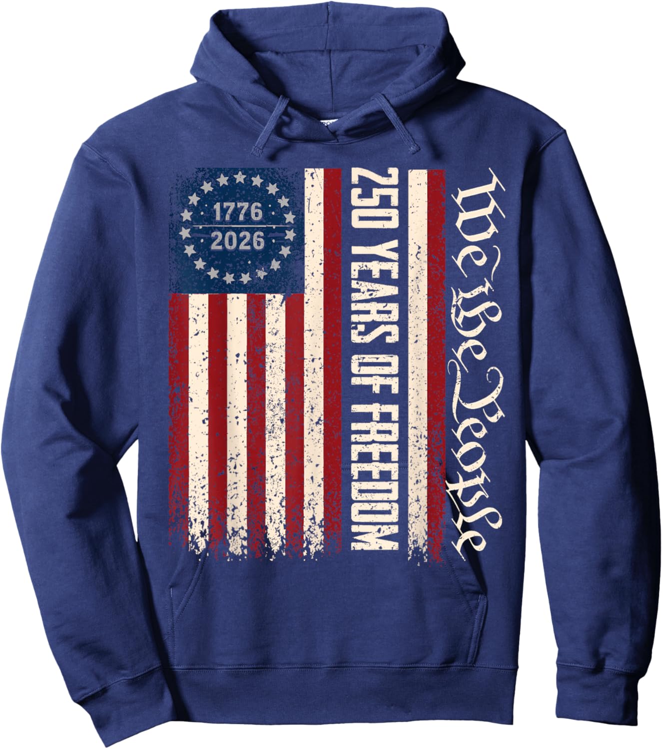 Flag Vintage 250 Years American 1776 2026 250th USA Birthday Hoodie - Hoodie | Navy