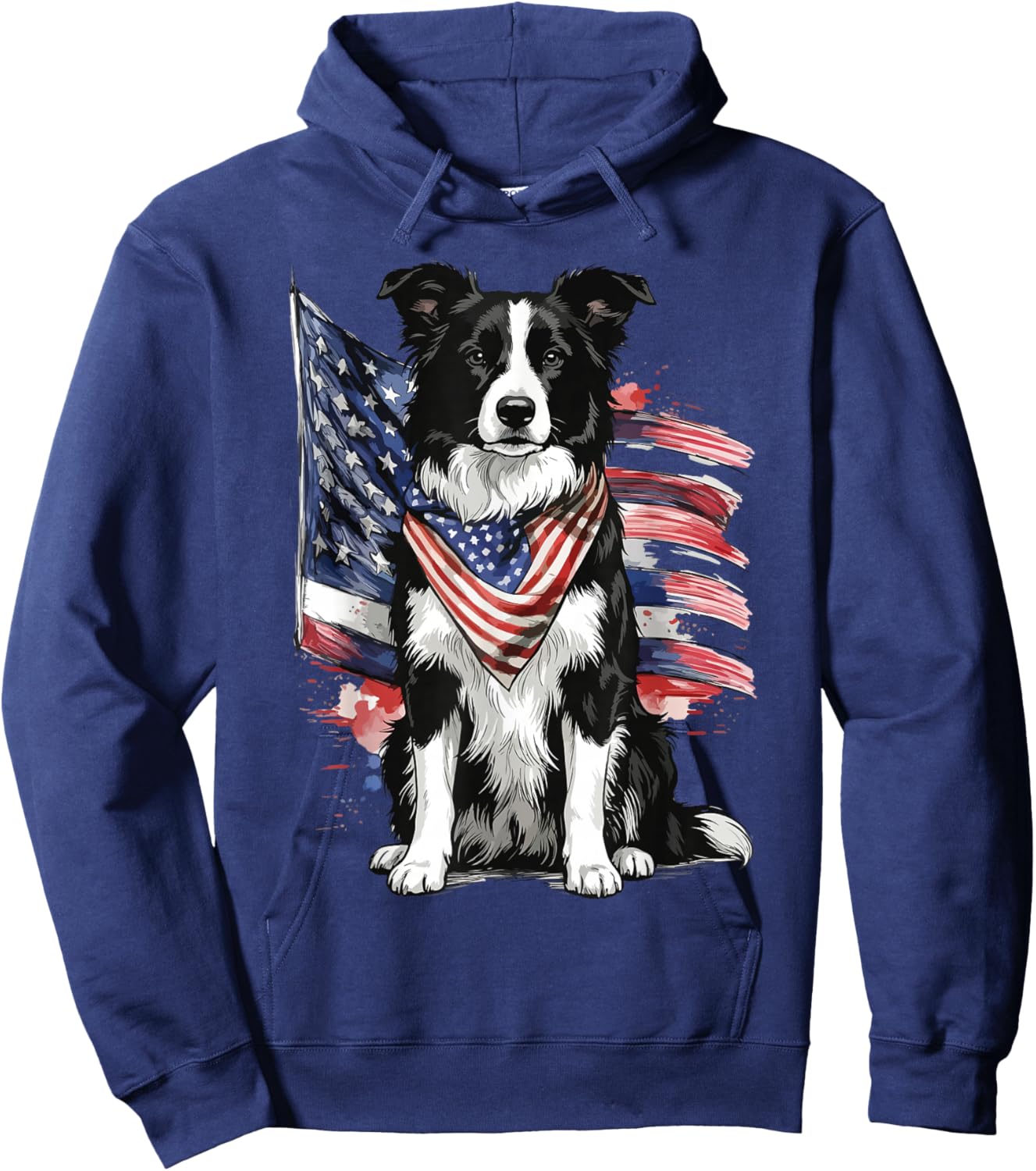 Border Collie 4th of July Patriotic Dog Hoodie - Hoodie | Navy