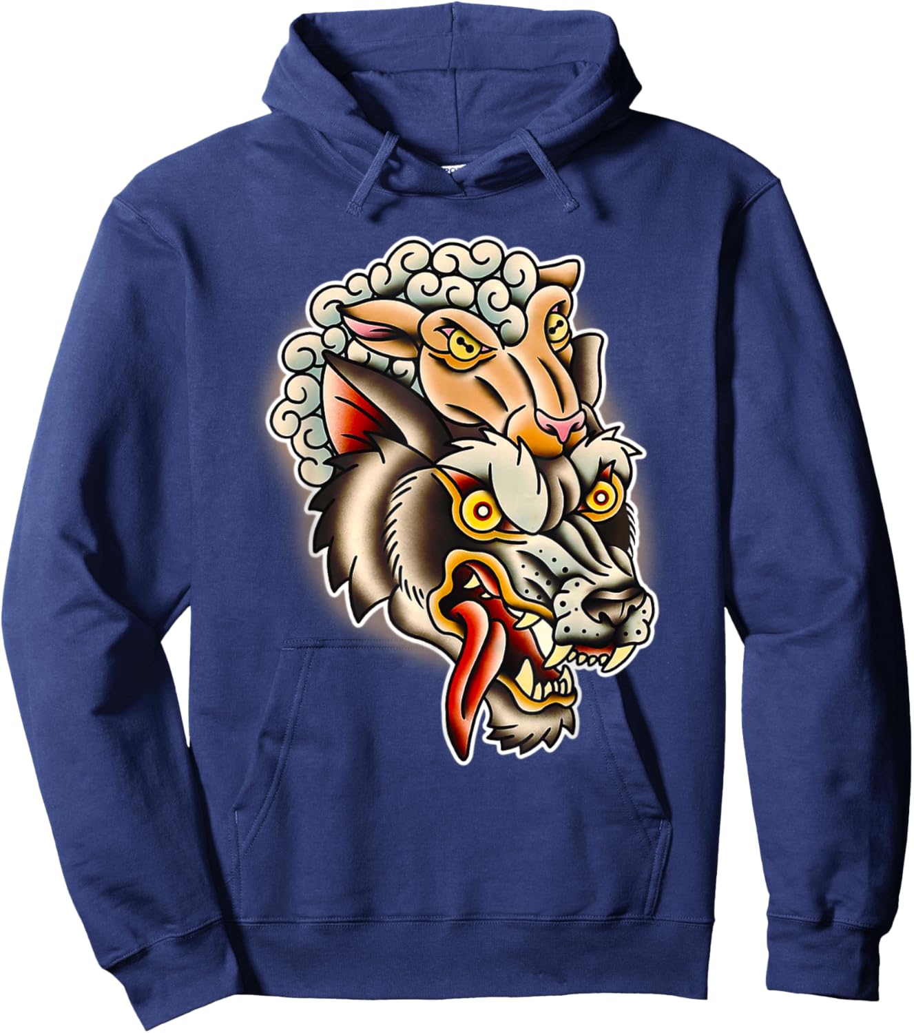 Wolf in Sheeps Clothing Tattoo Flash Hoodie - Hoodie | Navy