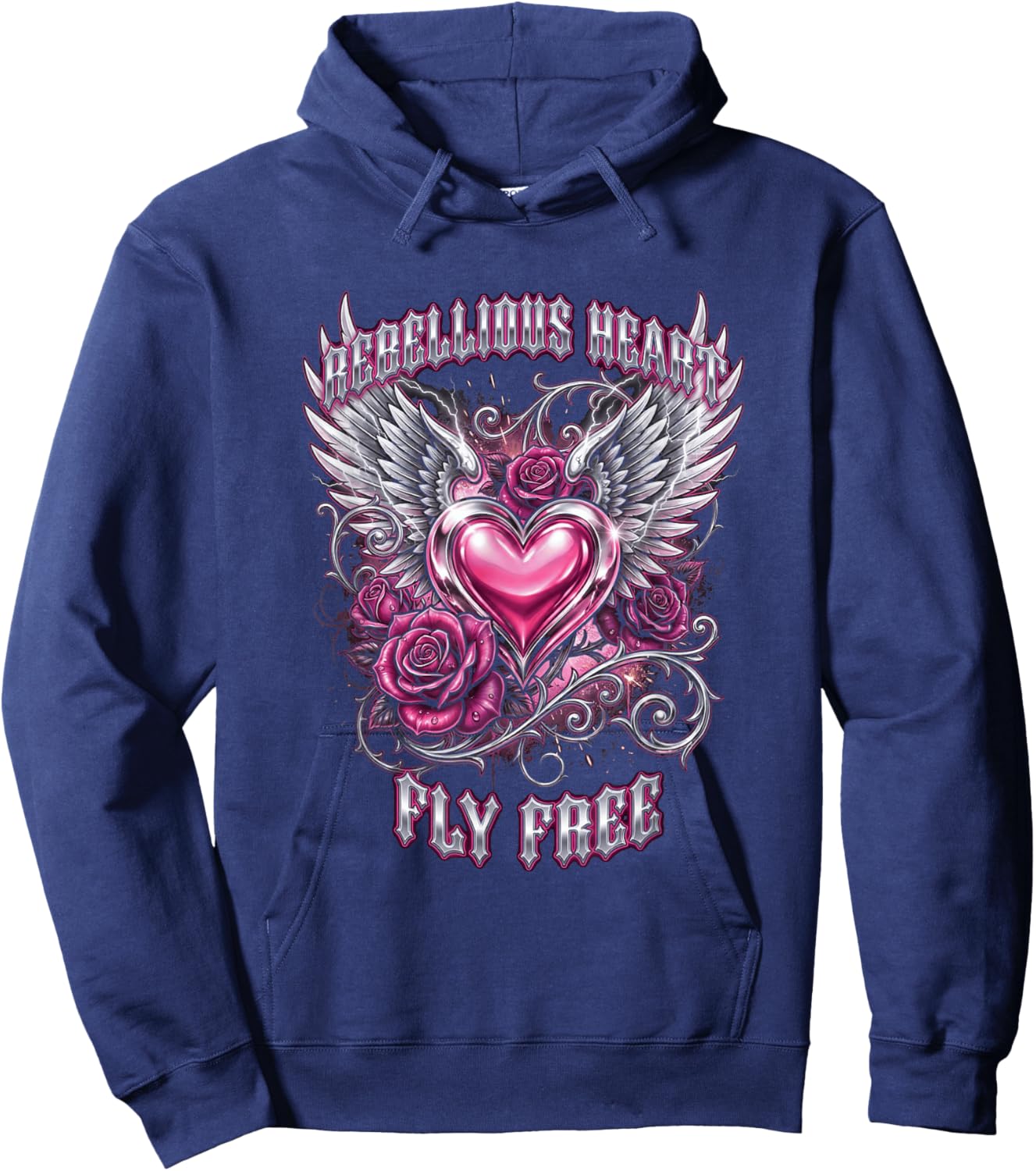 Pink Roses Gothic Grunge Hoodie - Hoodie | Navy