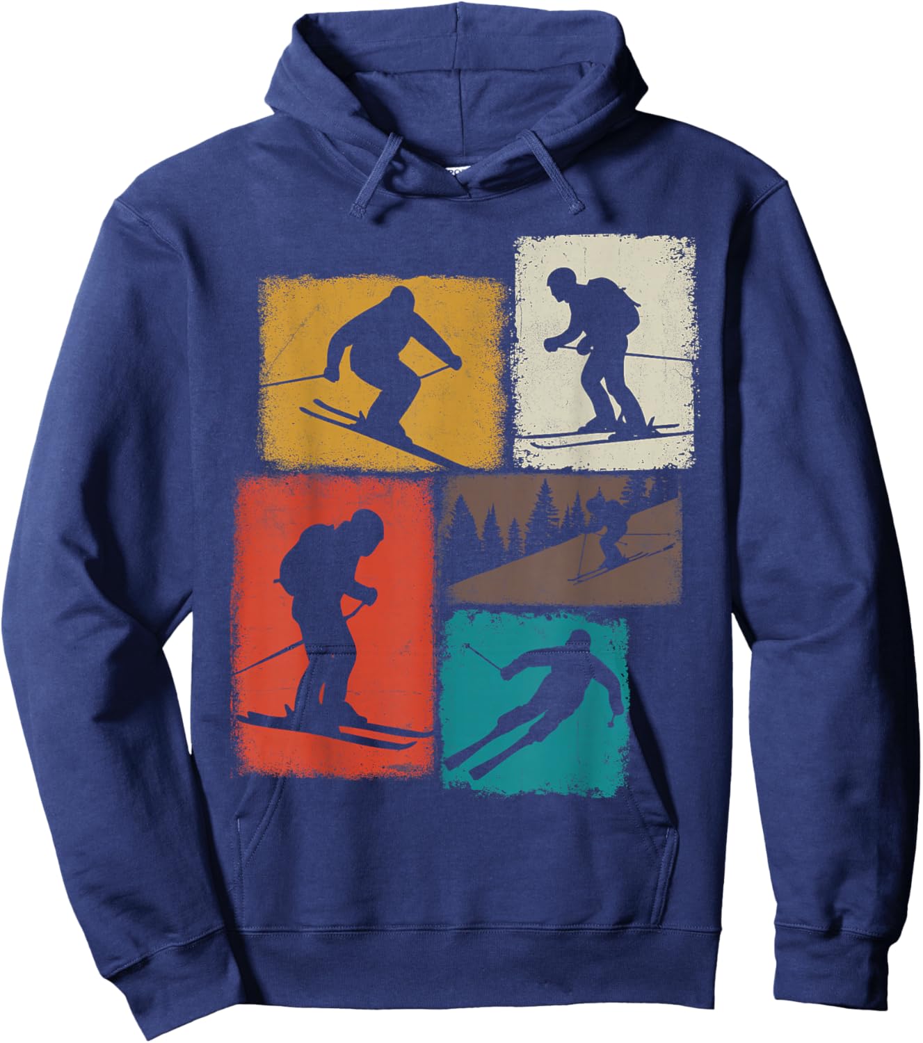 Skiing Collage Skier Men Kids Coach Youth Boys Hoodie - Hoodie | Navy