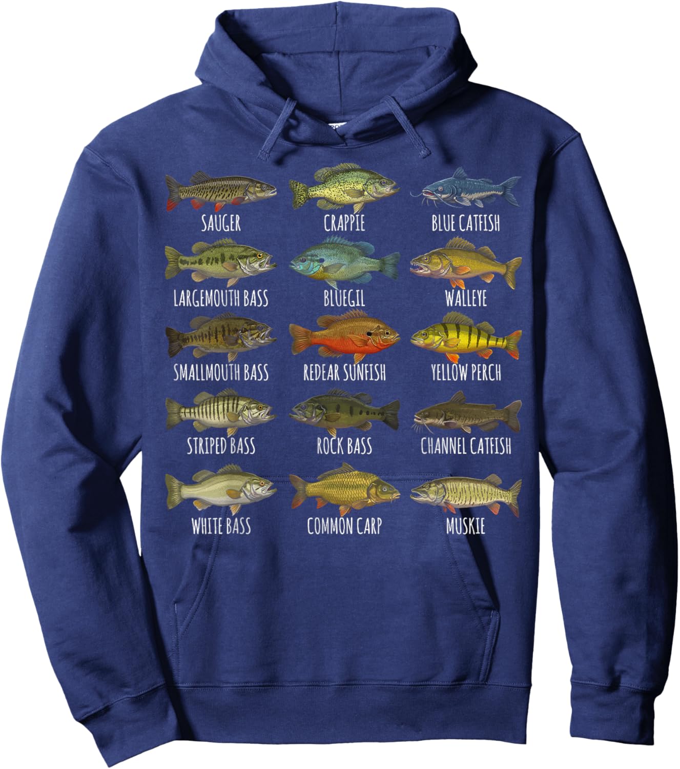 Types of Freshwater Fish Species Biology Fishing Fisherman Hoodie - Hoodie | Navy