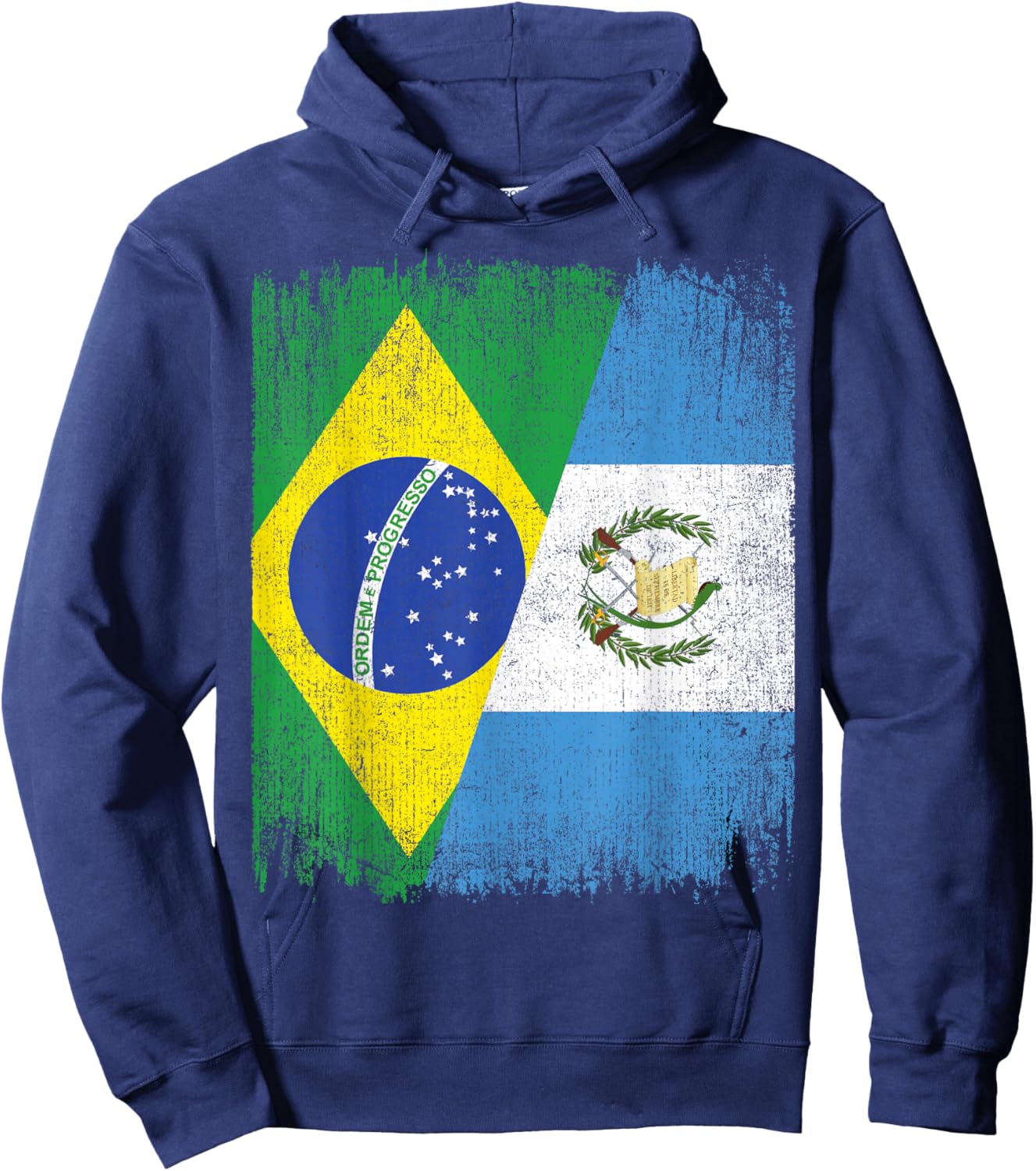 Half Brazil Guatemala Split Flag Brazilian Guatemalan Roots Hoodie - Hoodie | Navy