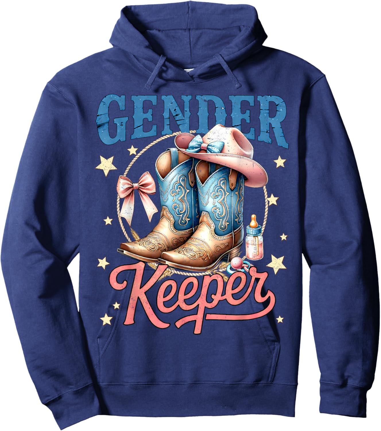 Boots Or Bows Gender Keeper of The Gender Reveal Family Hoodie - Hoodie | Navy