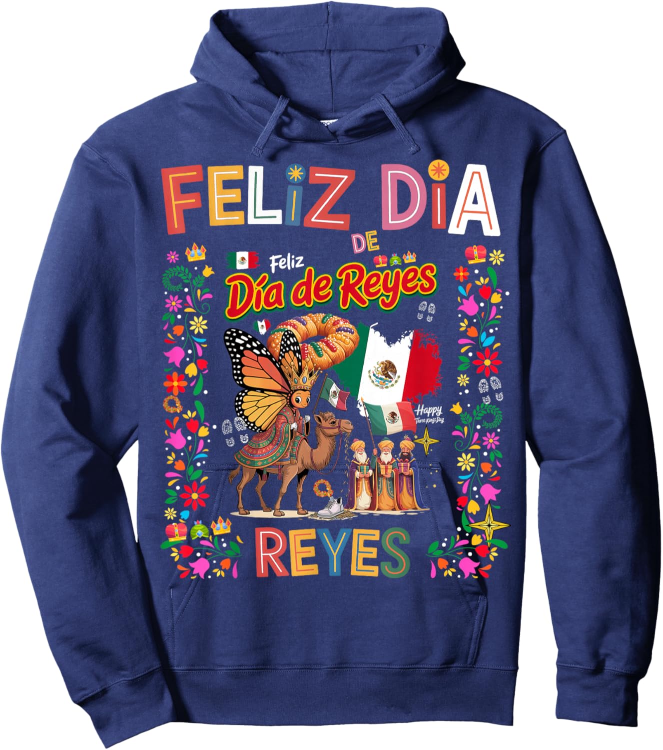 Three Kings Day Mexico Idea for Kids Mexican Rosca De Reyes Hoodie - Hoodie | Navy