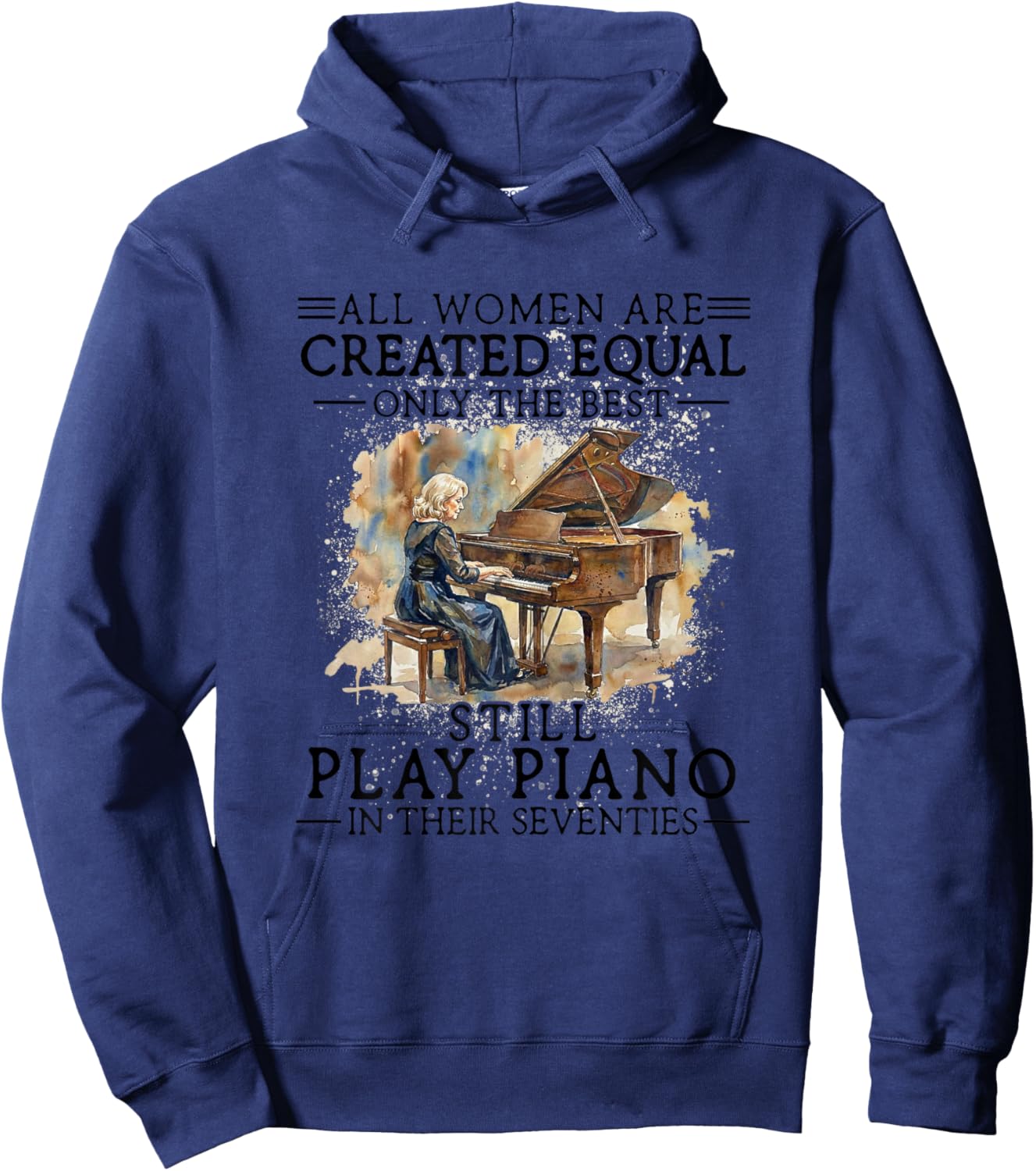 Funny 70th Birthday Piano Gifts Women 70 Years Old Pianist Hoodie - Hoodie | Navy