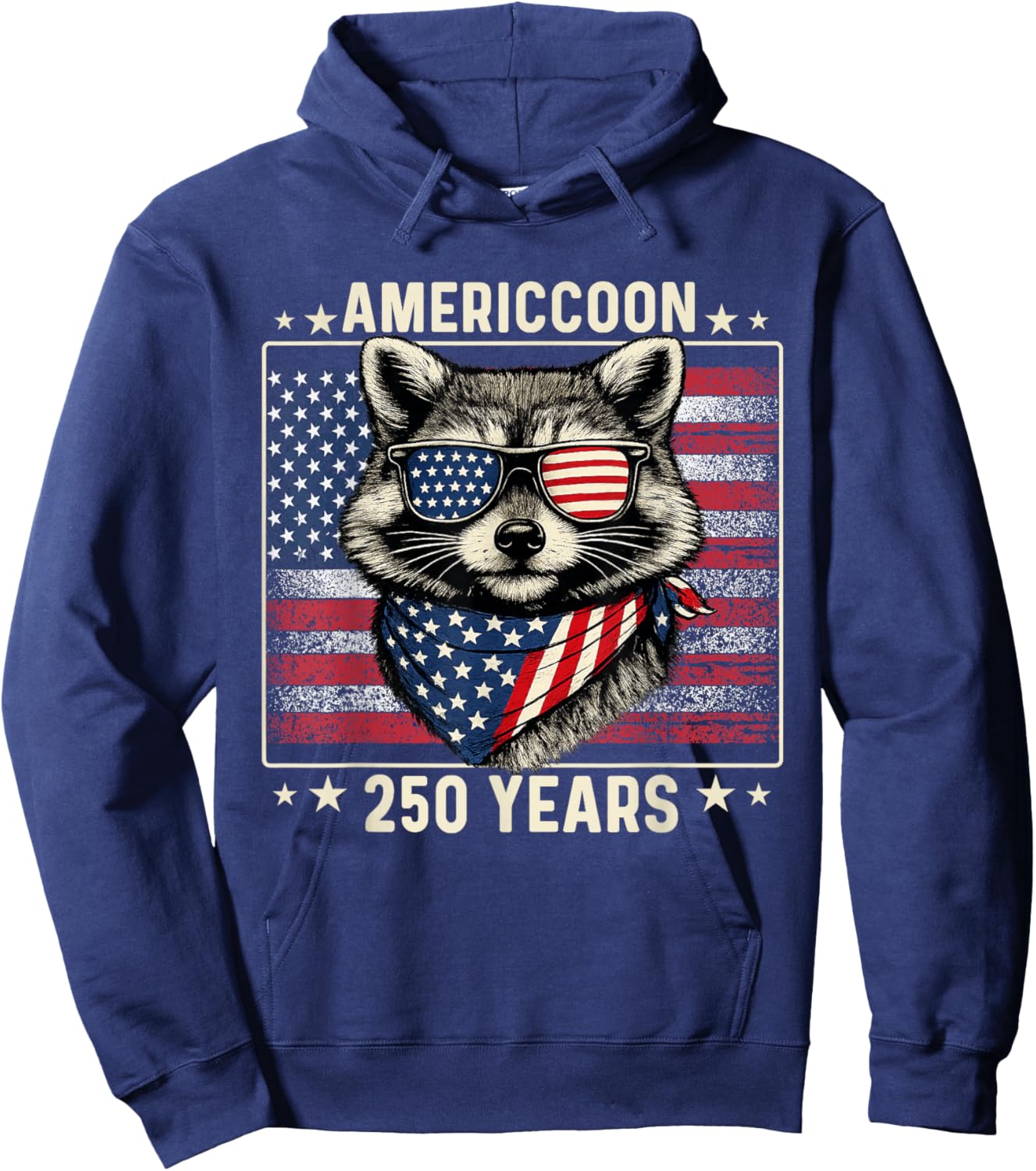 250th Anniversary Raccoon 1776 2026 250 Year 4th of July Hoodie - Hoodie | Navy