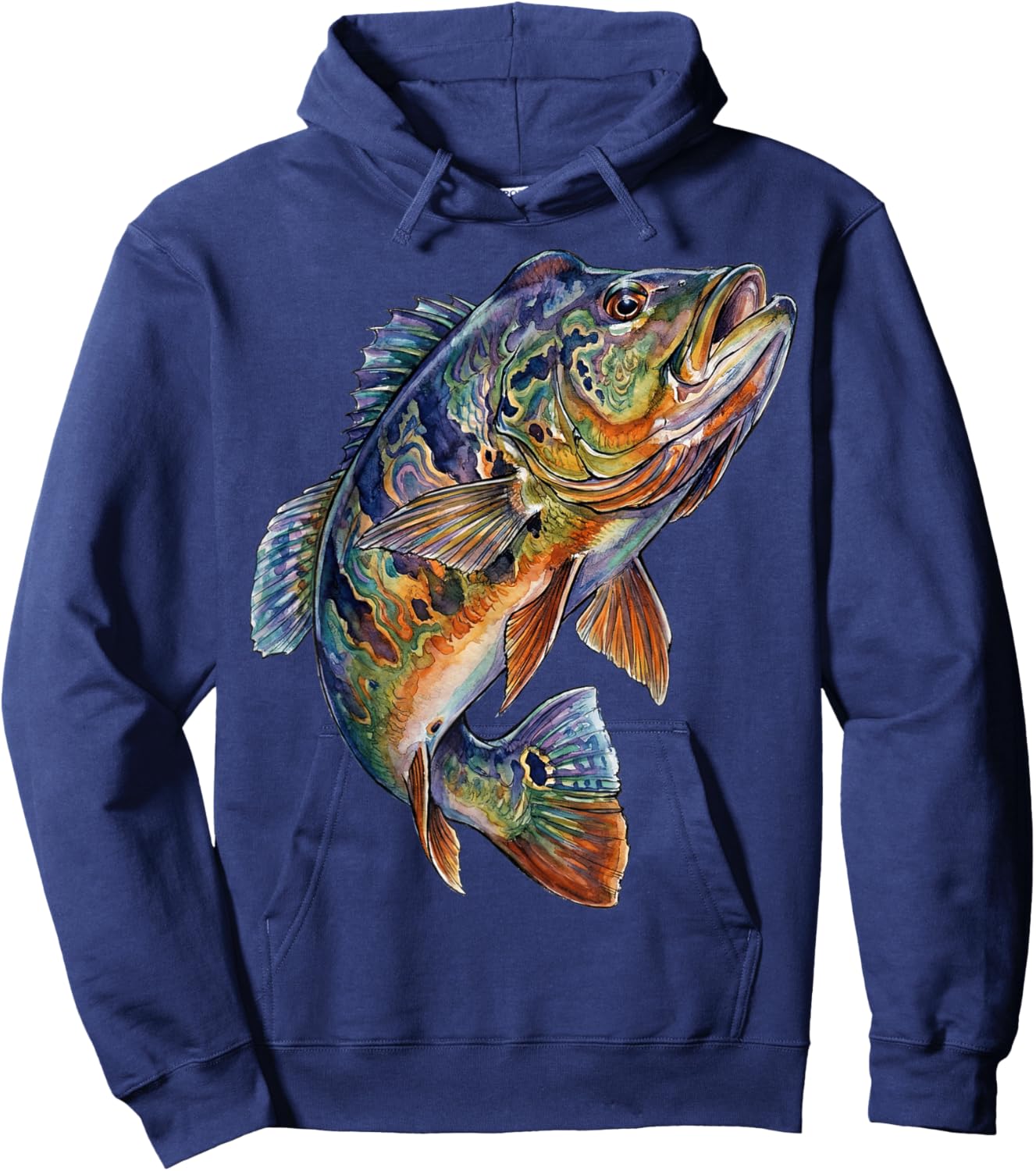 Peacock Bass Fish Abstract Freshwater Aquatic Art Hoodie - Hoodie | Navy