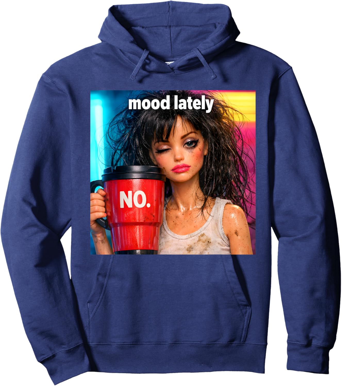 Retro Doll Face Meme Dolls Plastic Digusting Doll Face Meme Hoodie - Hoodie | Navy