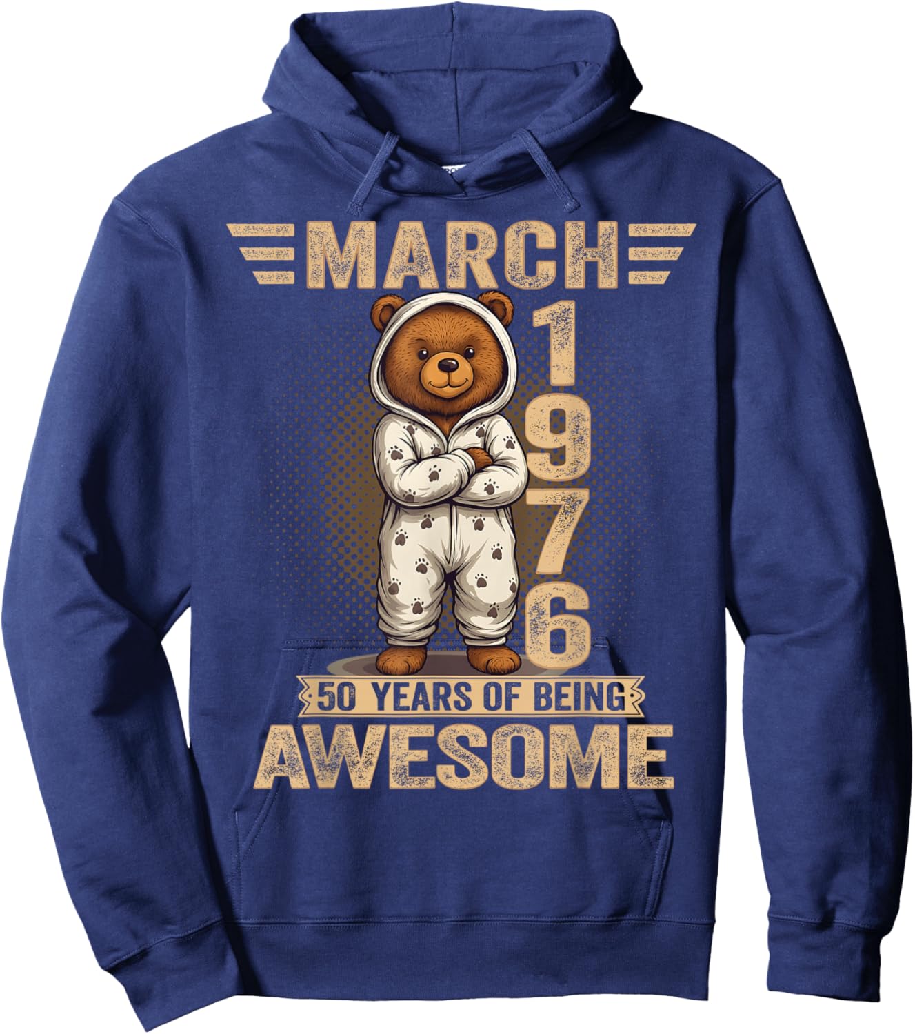 50 Year Old March 1976 Teddy Bear 50th Birthday Women Hoodie - Hoodie | Navy