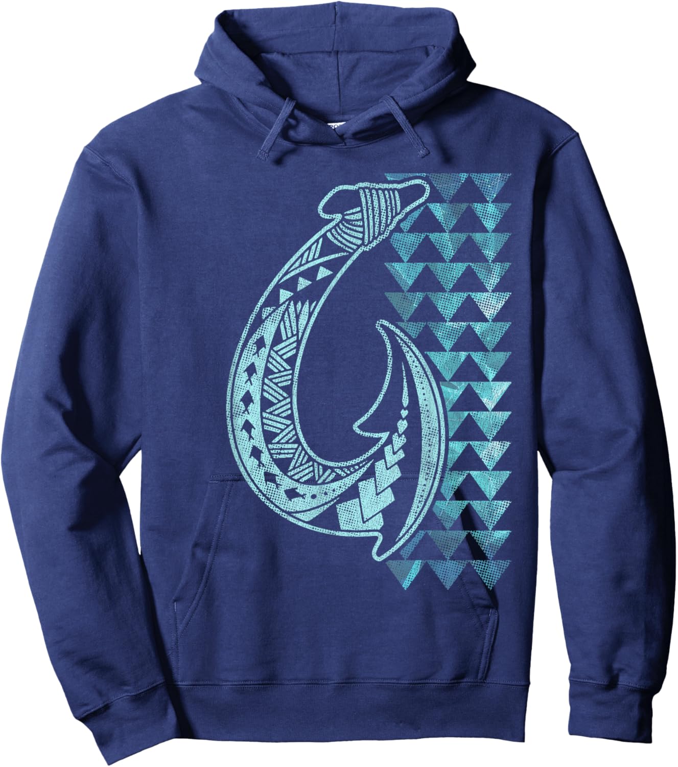 Hawaii Tribal Fish Hook Shark Teeth Hawaiian Maori Vintage Hoodie - Hoodie | Navy