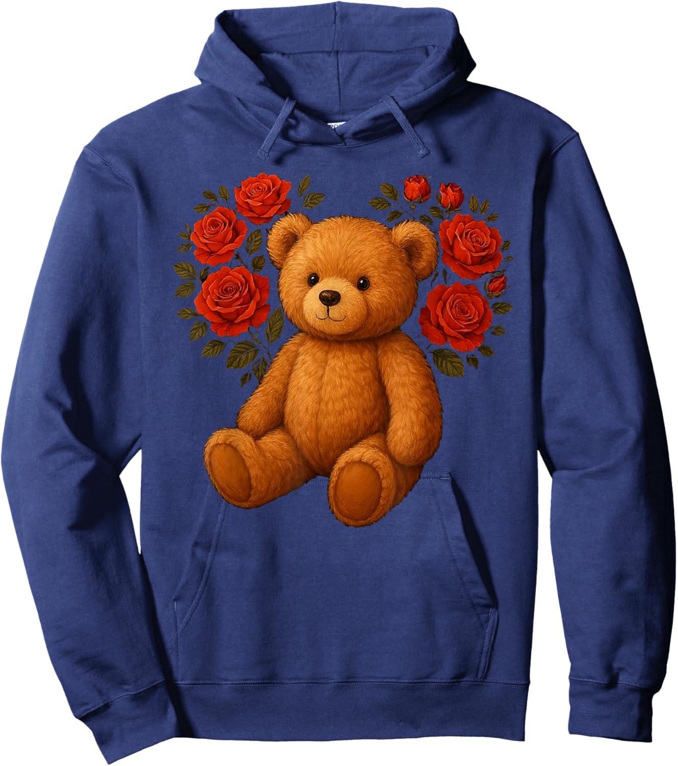 Cute Teddy Bear Valentines Floral Heart Funny Bear Lovers Hoodie - Hoodie | Navy