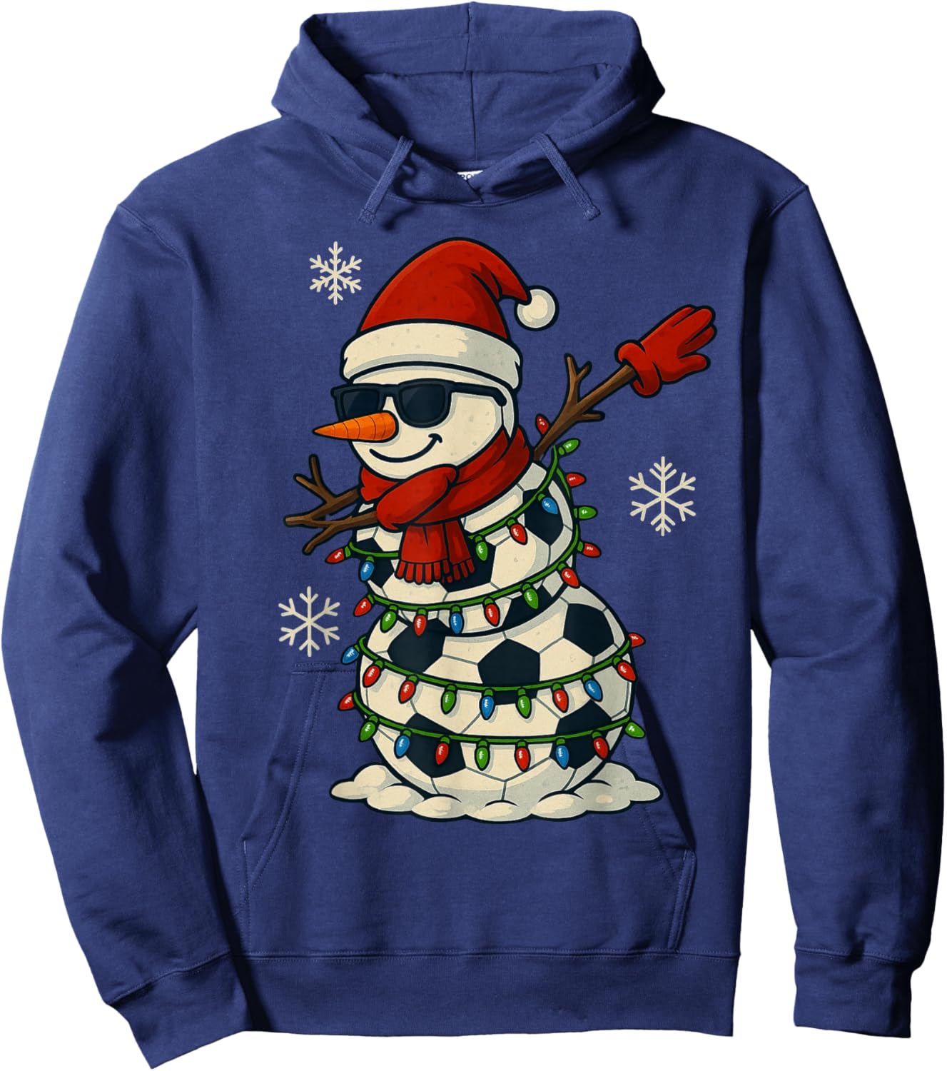 Soccer Balls Snowman Dabbing Funny Christmas Cute Boys Kids Hoodie - Hoodie | Navy