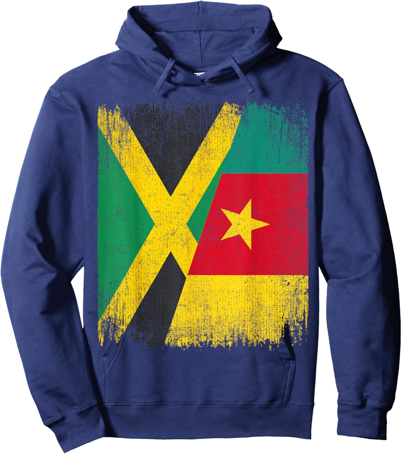 Half Jamaica Cameroon Flag Jamaican Cameroonian Pride Roots Hoodie - Hoodie | Navy