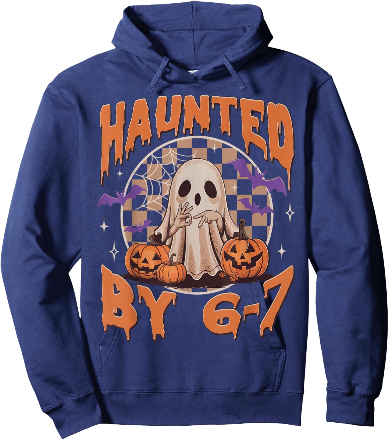 Haunted by 67 – Funny Ghost and Pumpkin Halloween Costume Hoodie - Hoodie | Navy